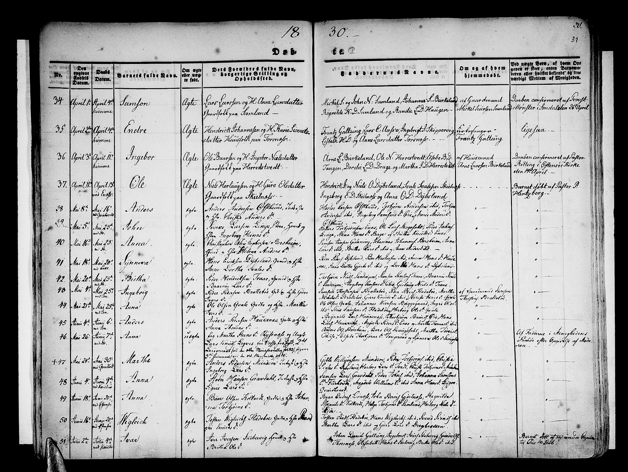 Strandebarm sokneprestembete, SAB/A-78401/H/Haa: Parish register (official) no. A 6, 1826-1843, p. 31