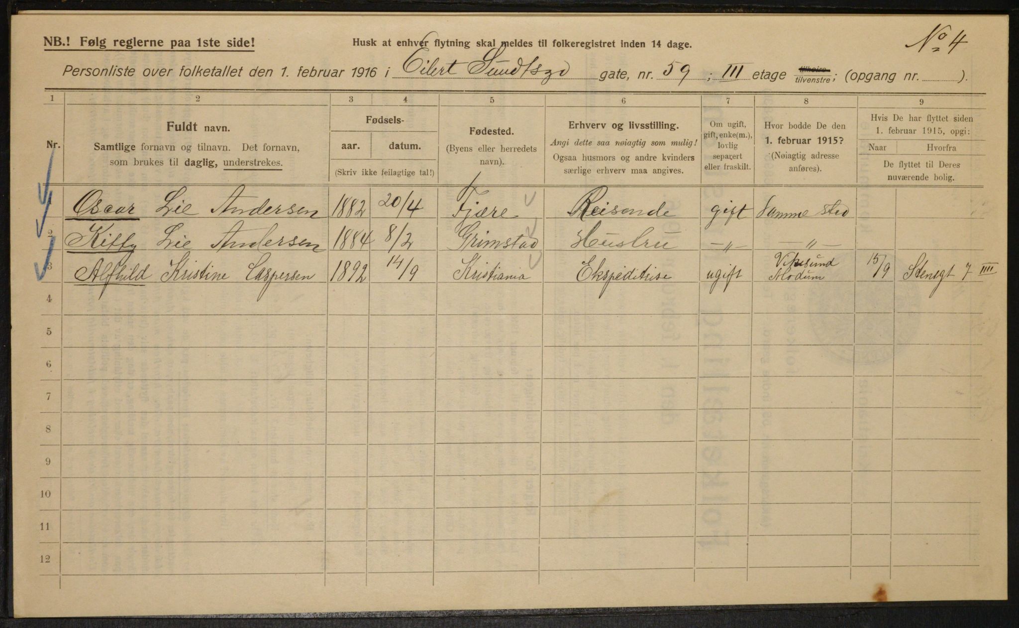 OBA, Municipal Census 1916 for Kristiania, 1916, p. 19772