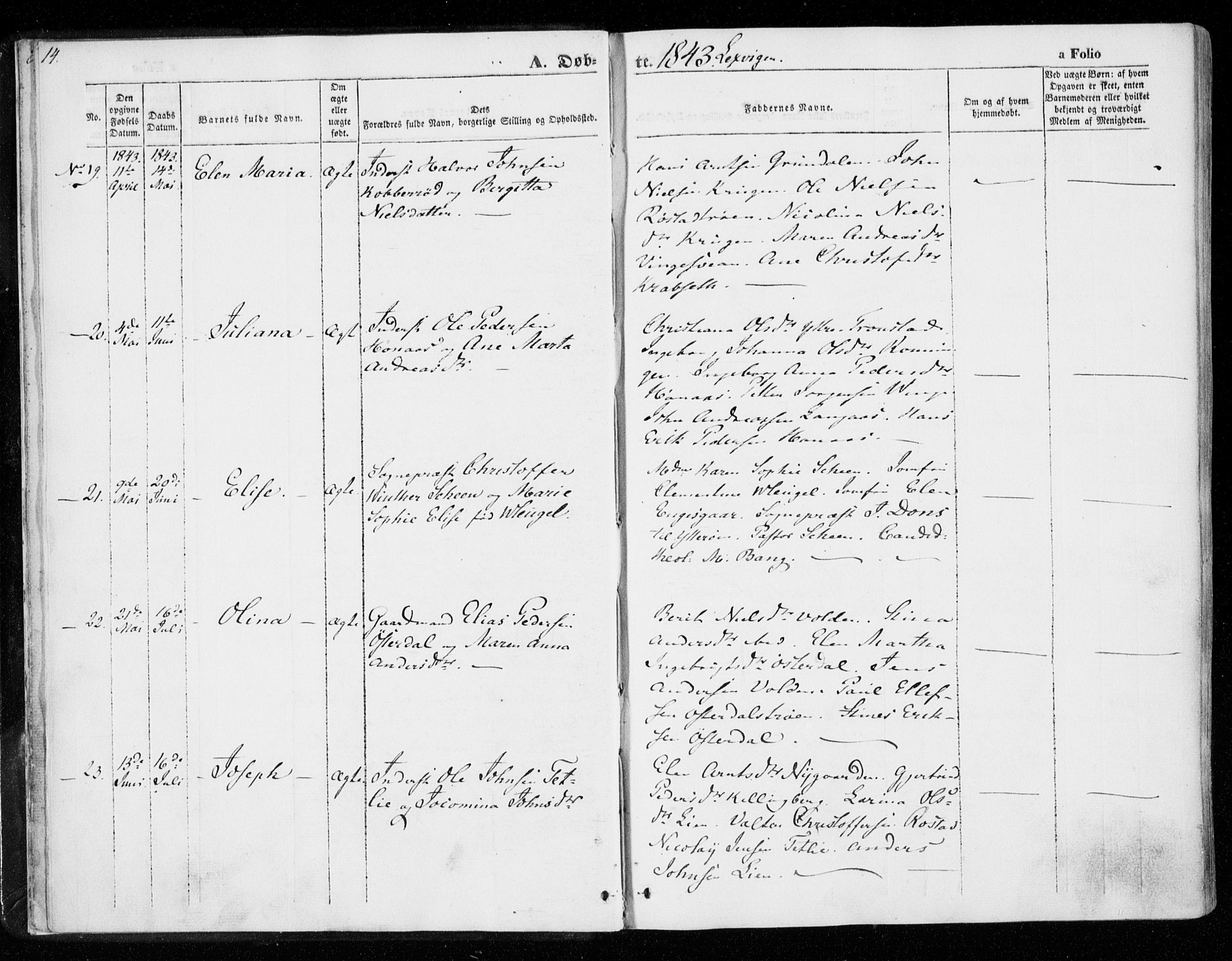 Ministerialprotokoller, klokkerbøker og fødselsregistre - Nord-Trøndelag, AV/SAT-A-1458/701/L0007: Parish register (official) no. 701A07 /1, 1842-1854, p. 14
