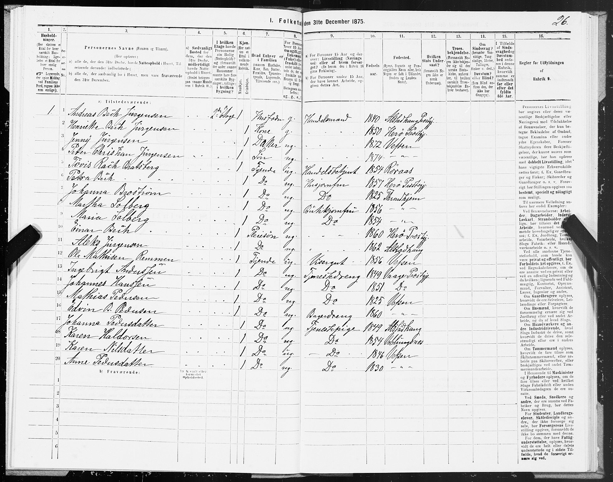 SAT, 1875 census for 1802B Vefsn/Mosjøen, 1875, p. 26