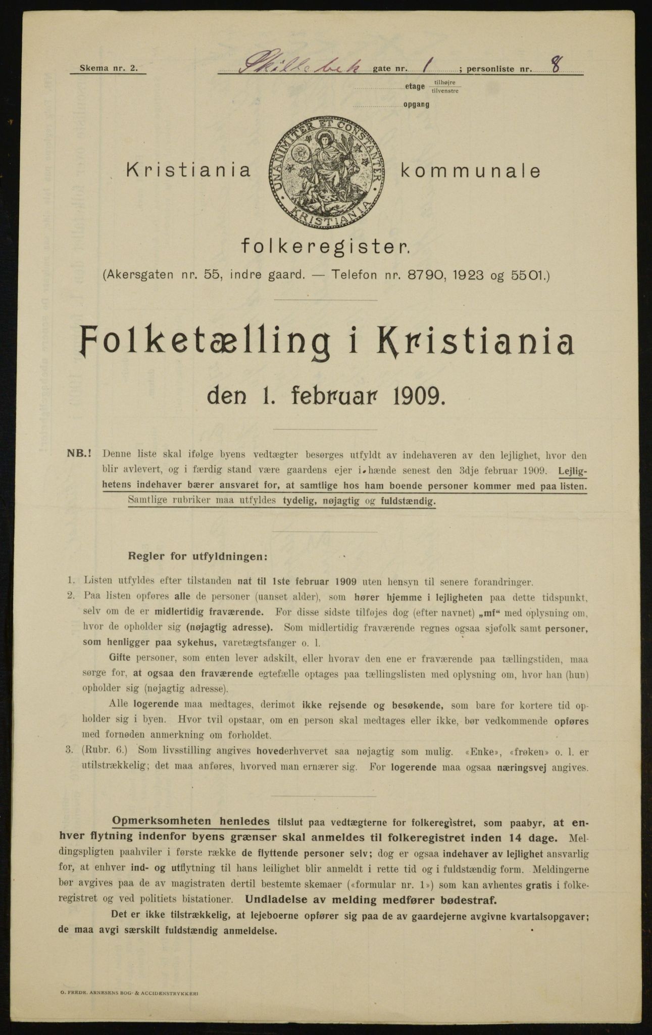 OBA, Municipal Census 1909 for Kristiania, 1909, p. 86500