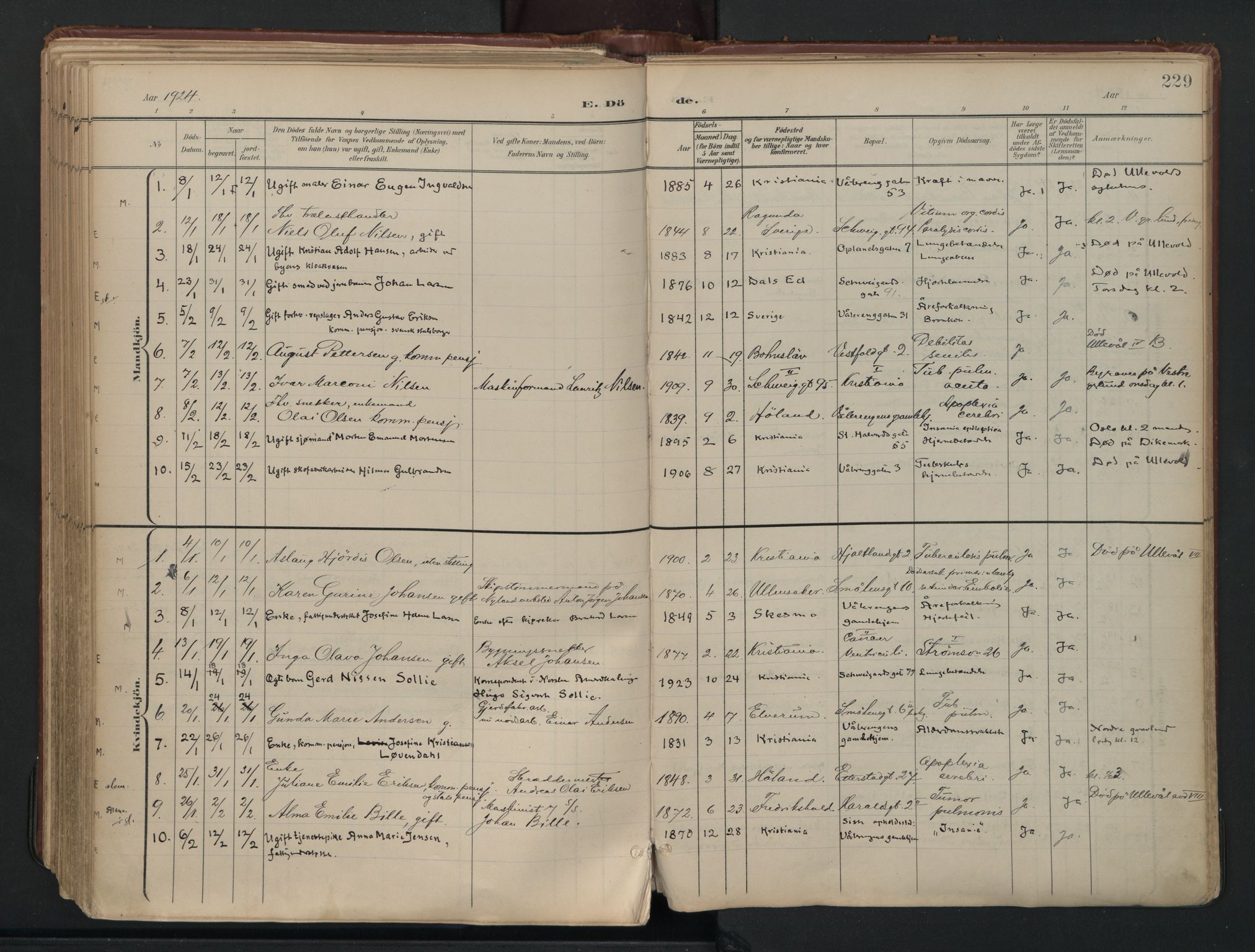 Vålerengen prestekontor Kirkebøker, AV/SAO-A-10878/F/Fa/L0003: Parish register (official) no. 3, 1899-1930, p. 229