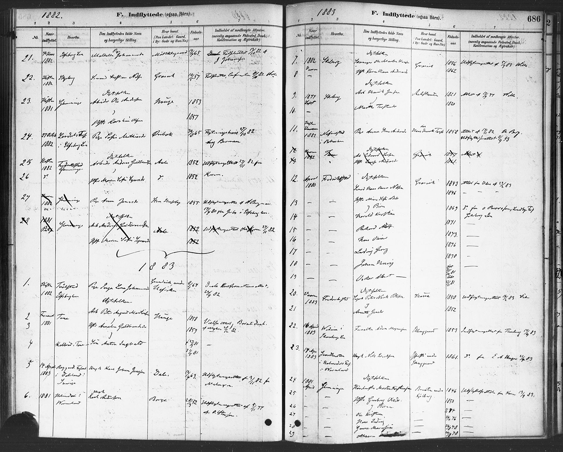 Onsøy prestekontor Kirkebøker, SAO/A-10914/F/Fa/L0006: Parish register (official) no. I 6, 1878-1898, p. 686