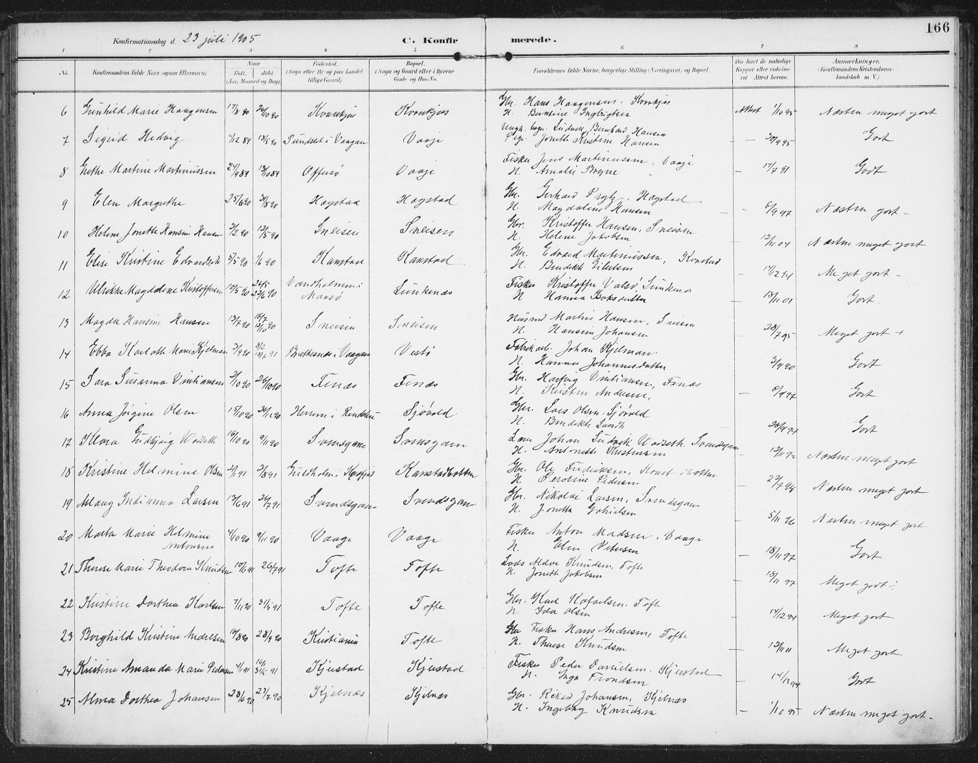 Ministerialprotokoller, klokkerbøker og fødselsregistre - Nordland, AV/SAT-A-1459/872/L1036: Parish register (official) no. 872A11, 1897-1913, p. 166