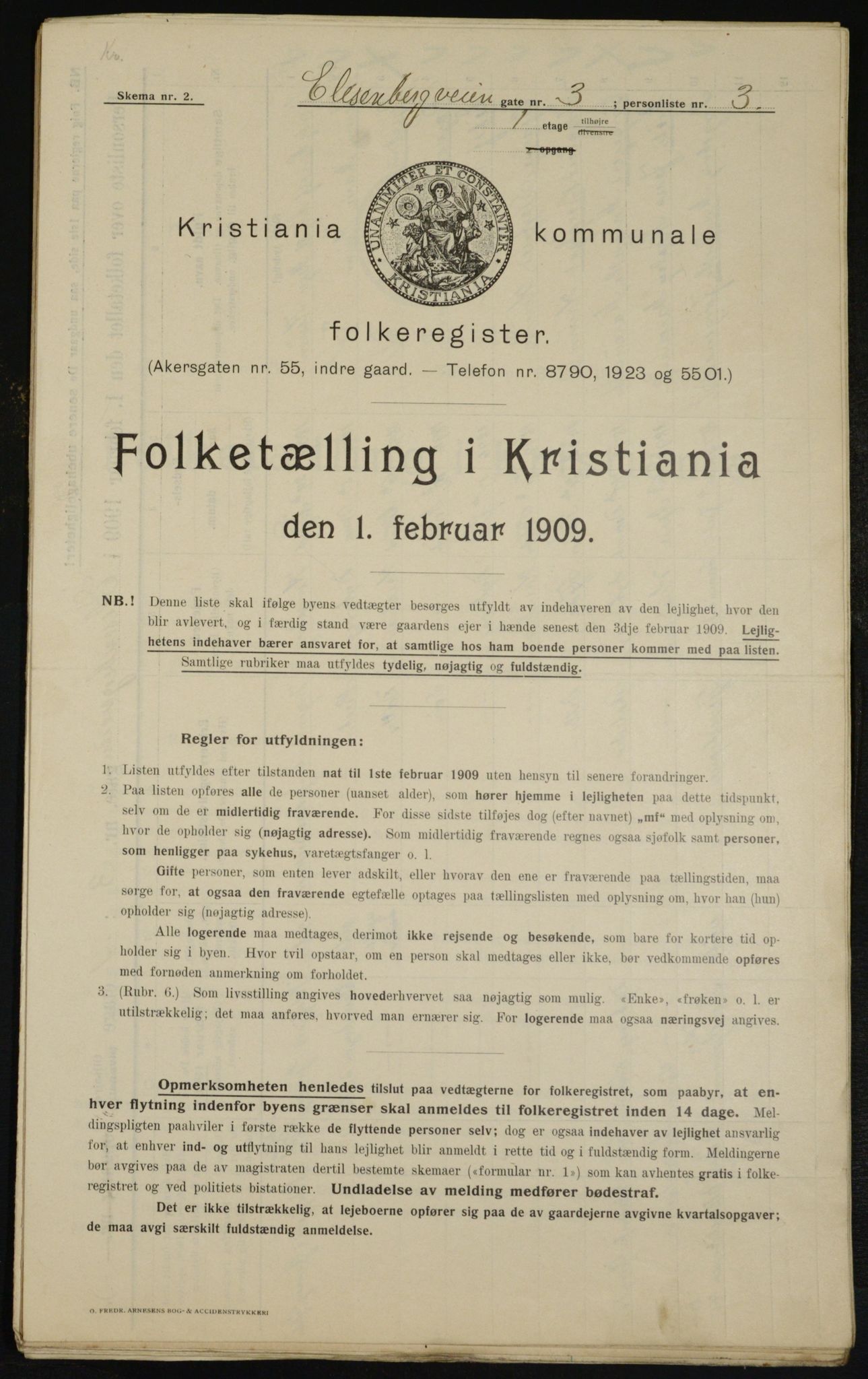 OBA, Municipal Census 1909 for Kristiania, 1909, p. 18450