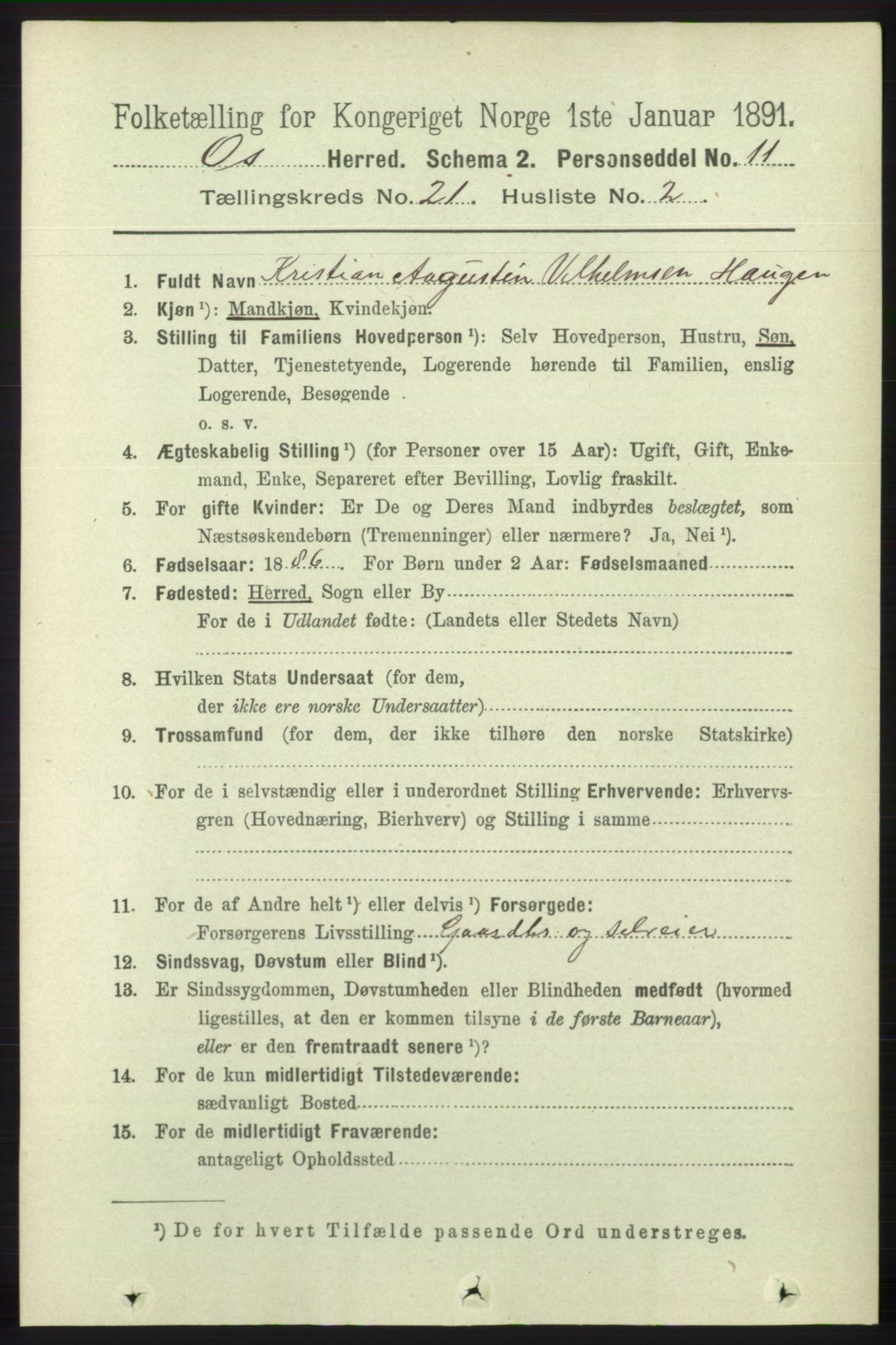 RA, 1891 census for 1243 Os, 1891, p. 4855