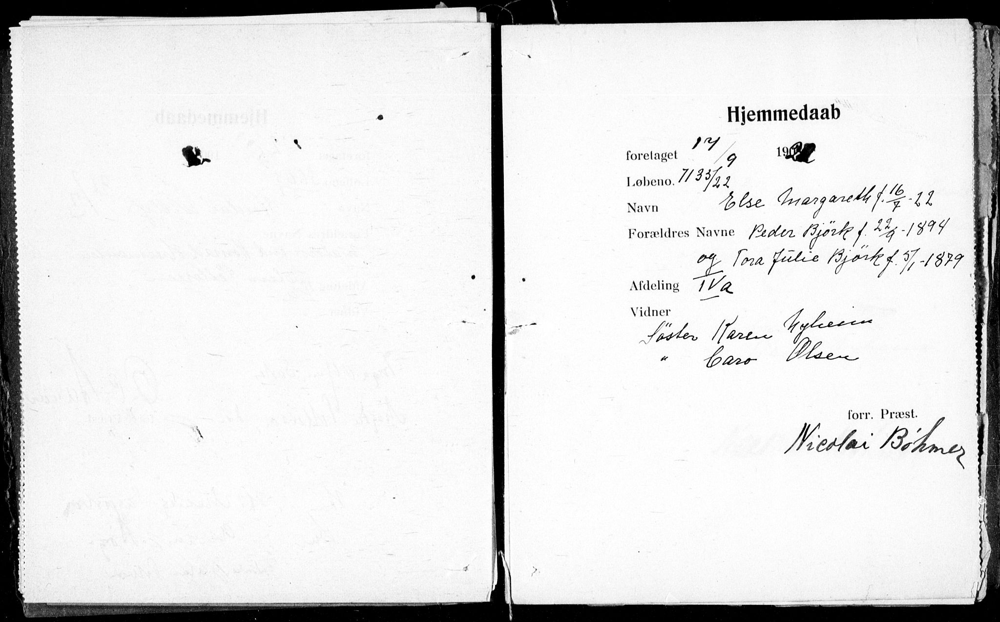 Ullevål sykehus prestekontor Kirkebøker, AV/SAO-A-10542a/K/Ka/L0002: Baptism register no. 2, 1907-1924