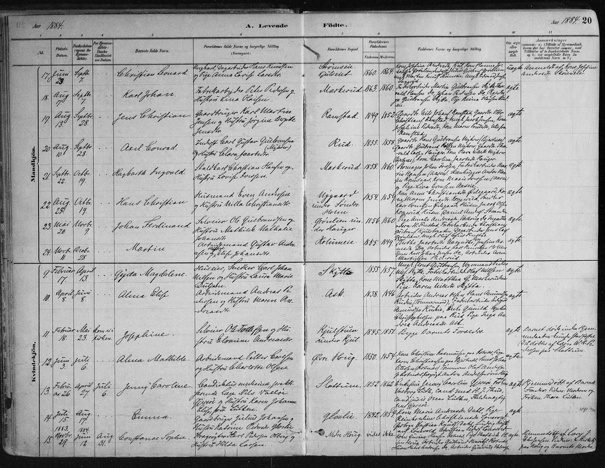 Nittedal prestekontor Kirkebøker, SAO/A-10365a/F/Fa/L0007: Parish register (official) no. I 7, 1879-1901, p. 20