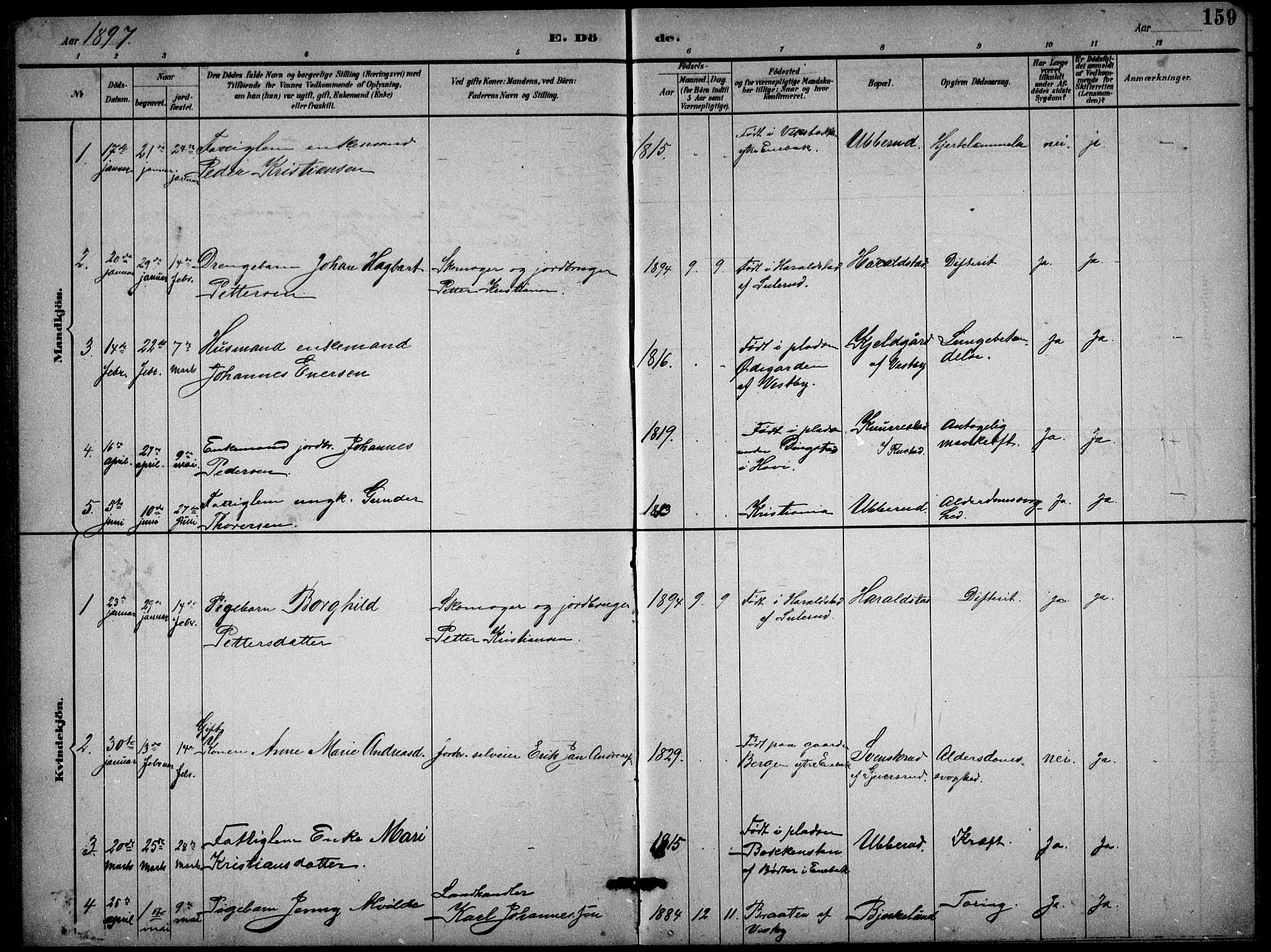 Enebakk prestekontor Kirkebøker, SAO/A-10171c/G/Gb/L0002: Parish register (copy) no. II 2, 1891-1903, p. 159
