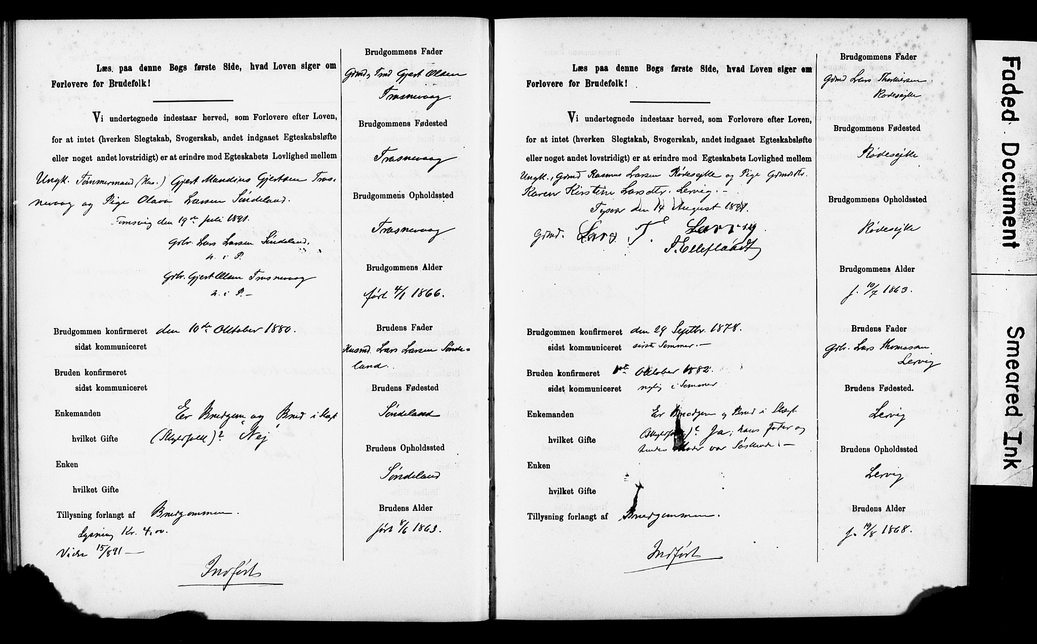 Tysvær sokneprestkontor, AV/SAST-A -101864/I/Ie/L0001: Banns register no. IX, 1886-1901