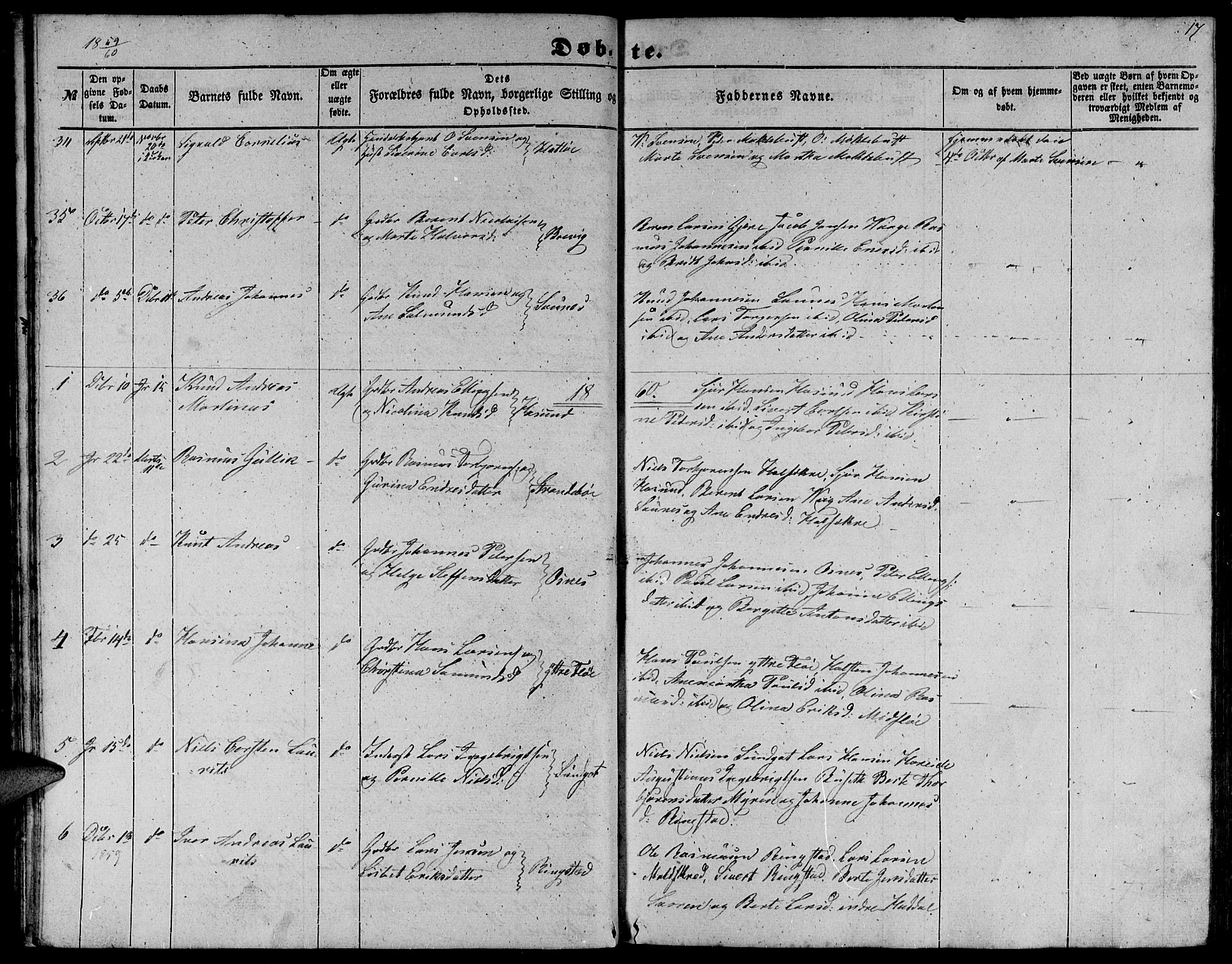 Ministerialprotokoller, klokkerbøker og fødselsregistre - Møre og Romsdal, AV/SAT-A-1454/509/L0111: Parish register (copy) no. 509C01, 1854-1882, p. 17