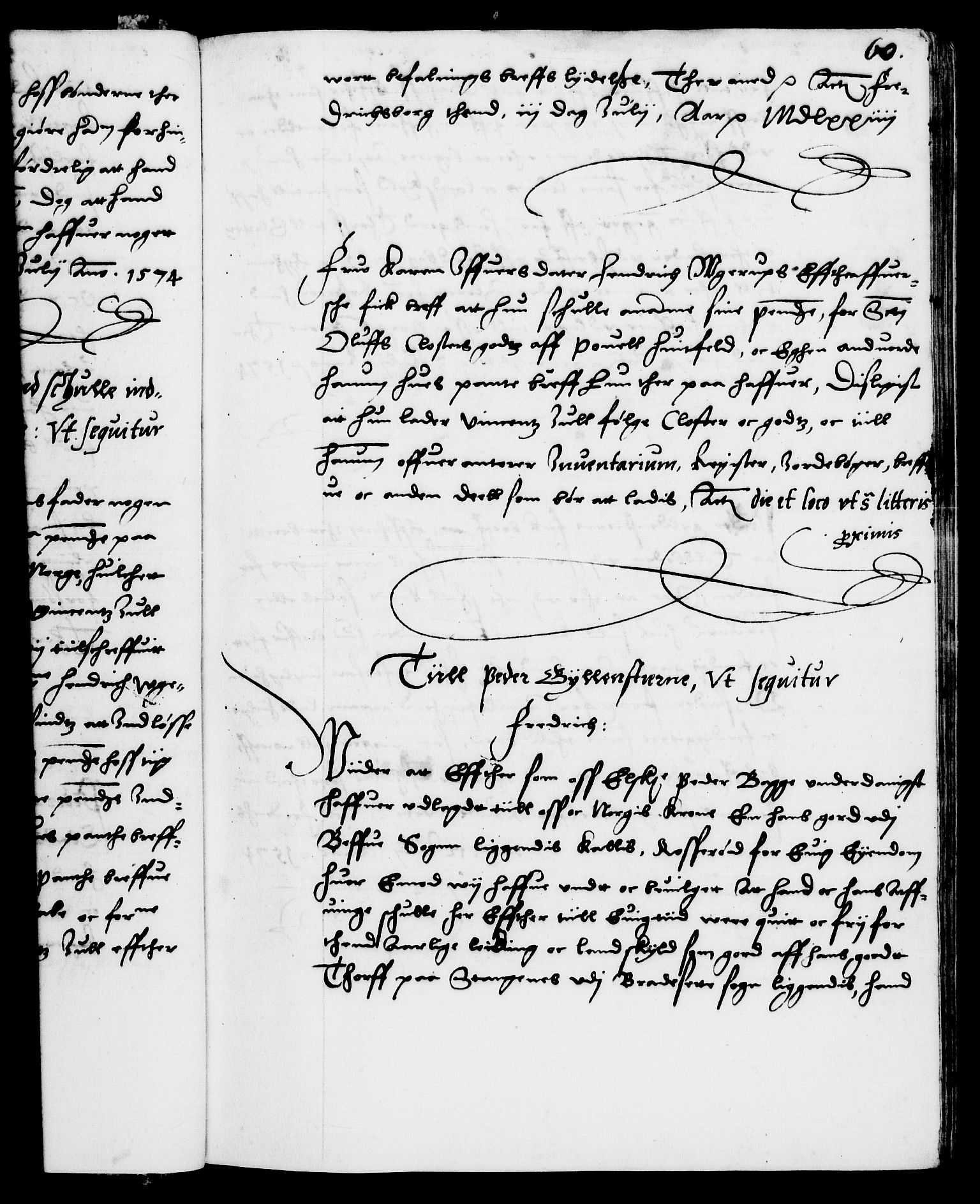 Danske Kanselli 1572-1799, AV/RA-EA-3023/F/Fc/Fca/Fcab/L0001: Norske tegnelser (mikrofilm), 1572-1588, p. 60a