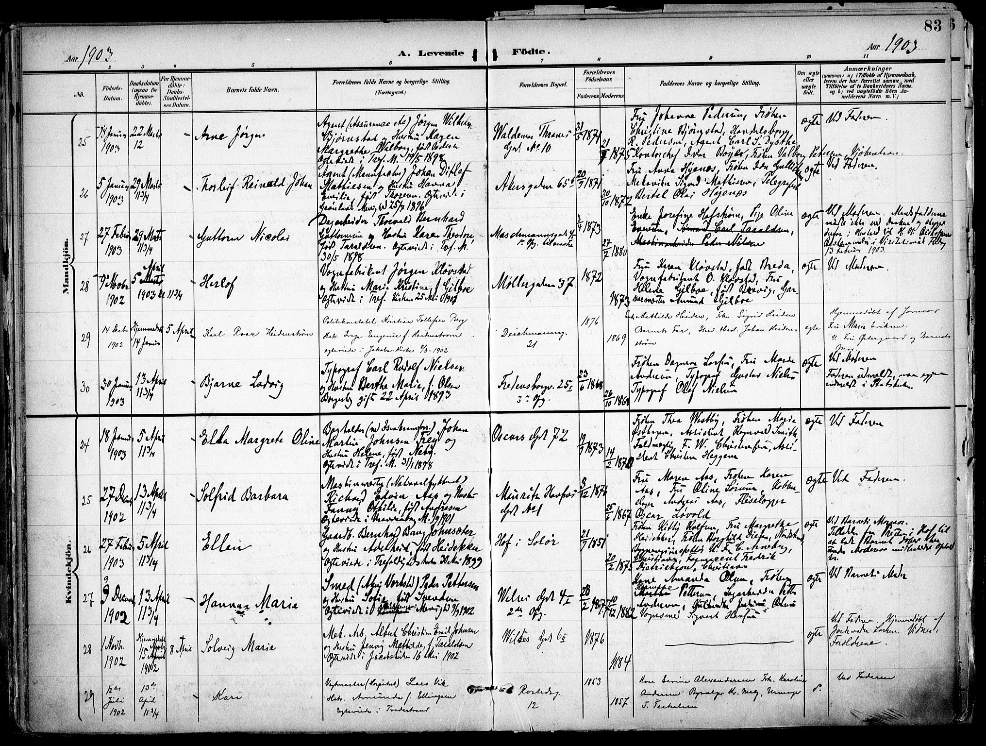 Trefoldighet prestekontor Kirkebøker, AV/SAO-A-10882/F/Fa/L0007: Parish register (official) no. I 7, 1900-1914, p. 83