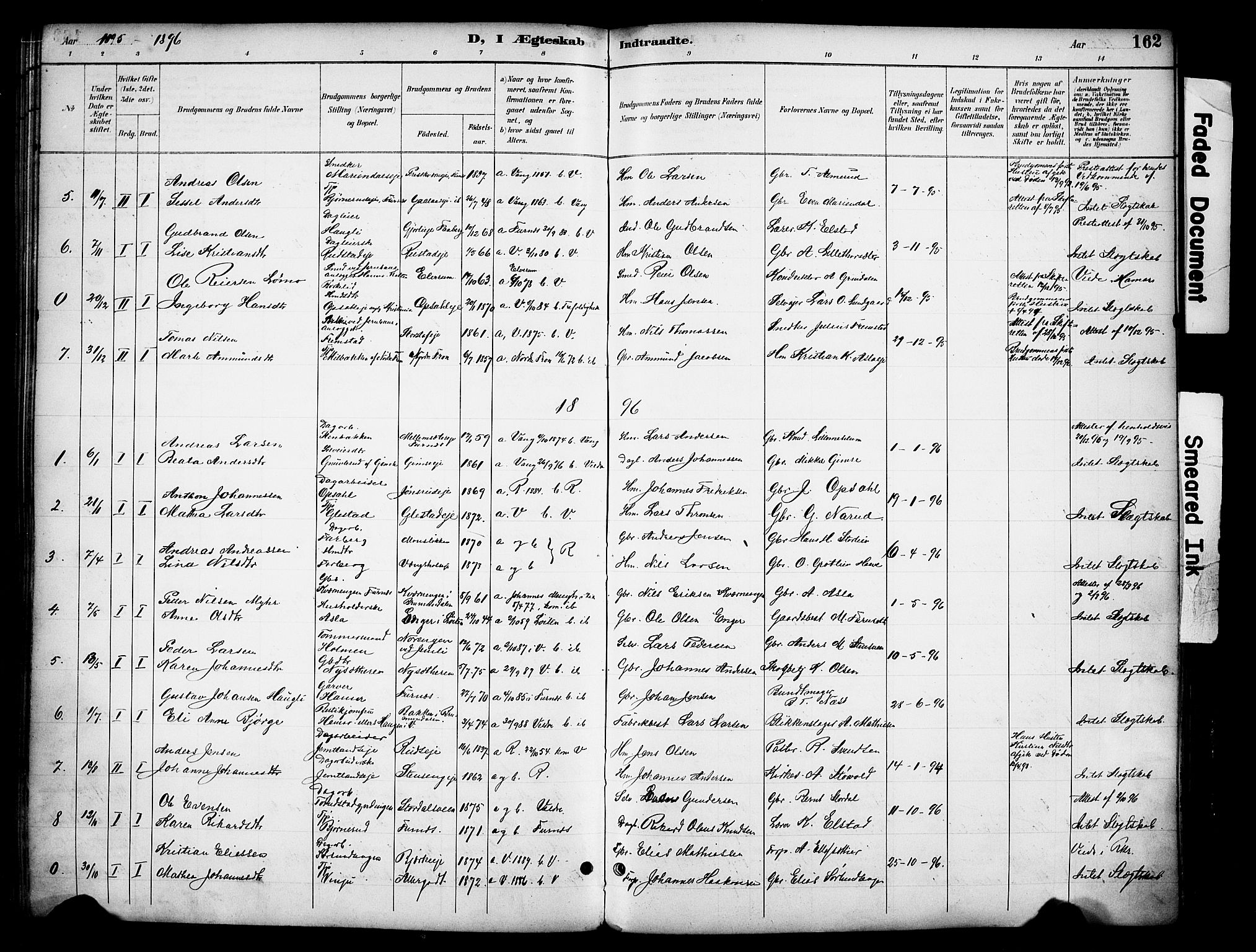 Ringsaker prestekontor, SAH/PREST-014/K/Ka/L0016: Parish register (official) no. 16, 1891-1904, p. 162