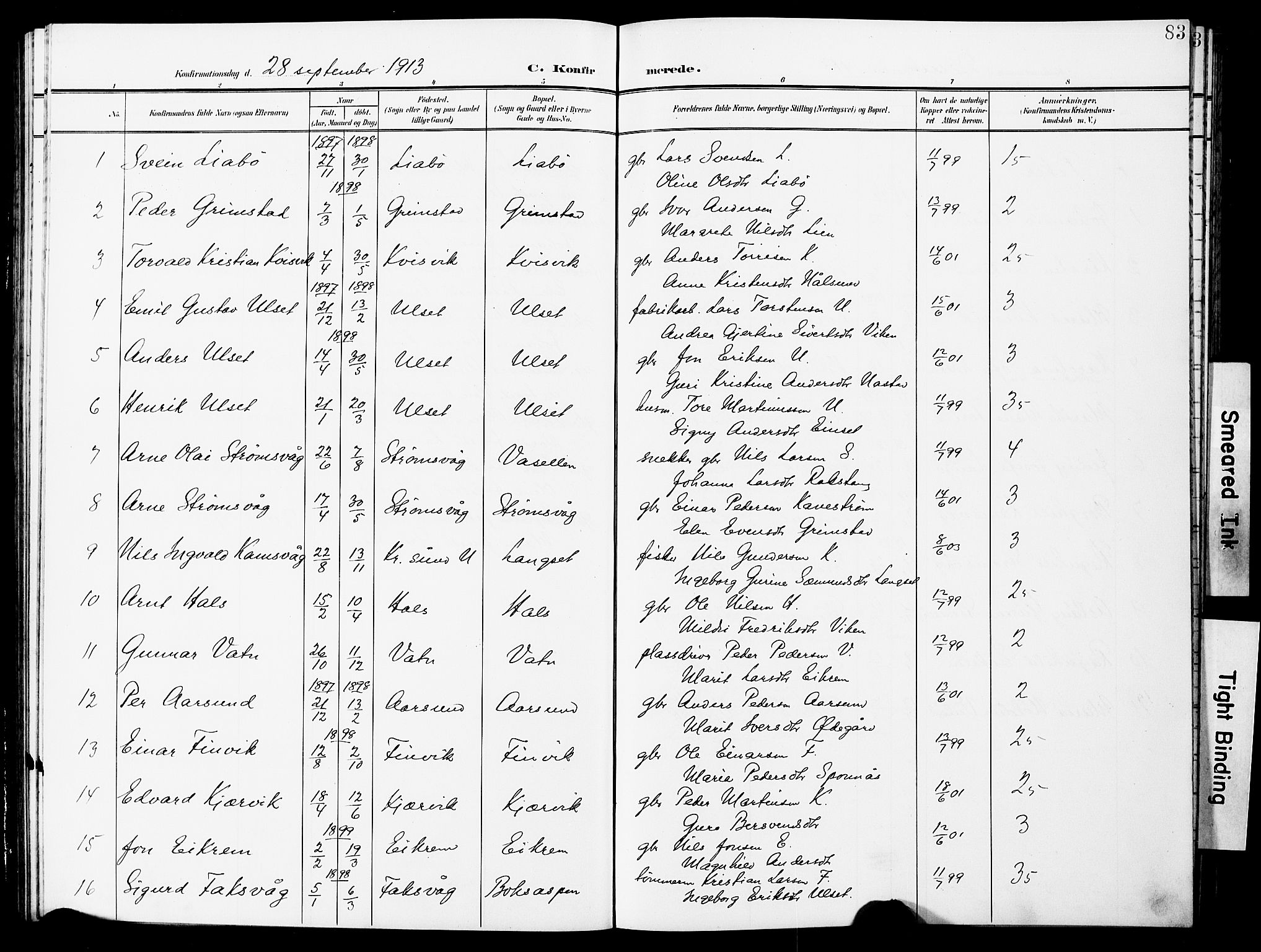 Ministerialprotokoller, klokkerbøker og fødselsregistre - Møre og Romsdal, AV/SAT-A-1454/587/L1001: Parish register (copy) no. 587C01, 1906-1927, p. 83