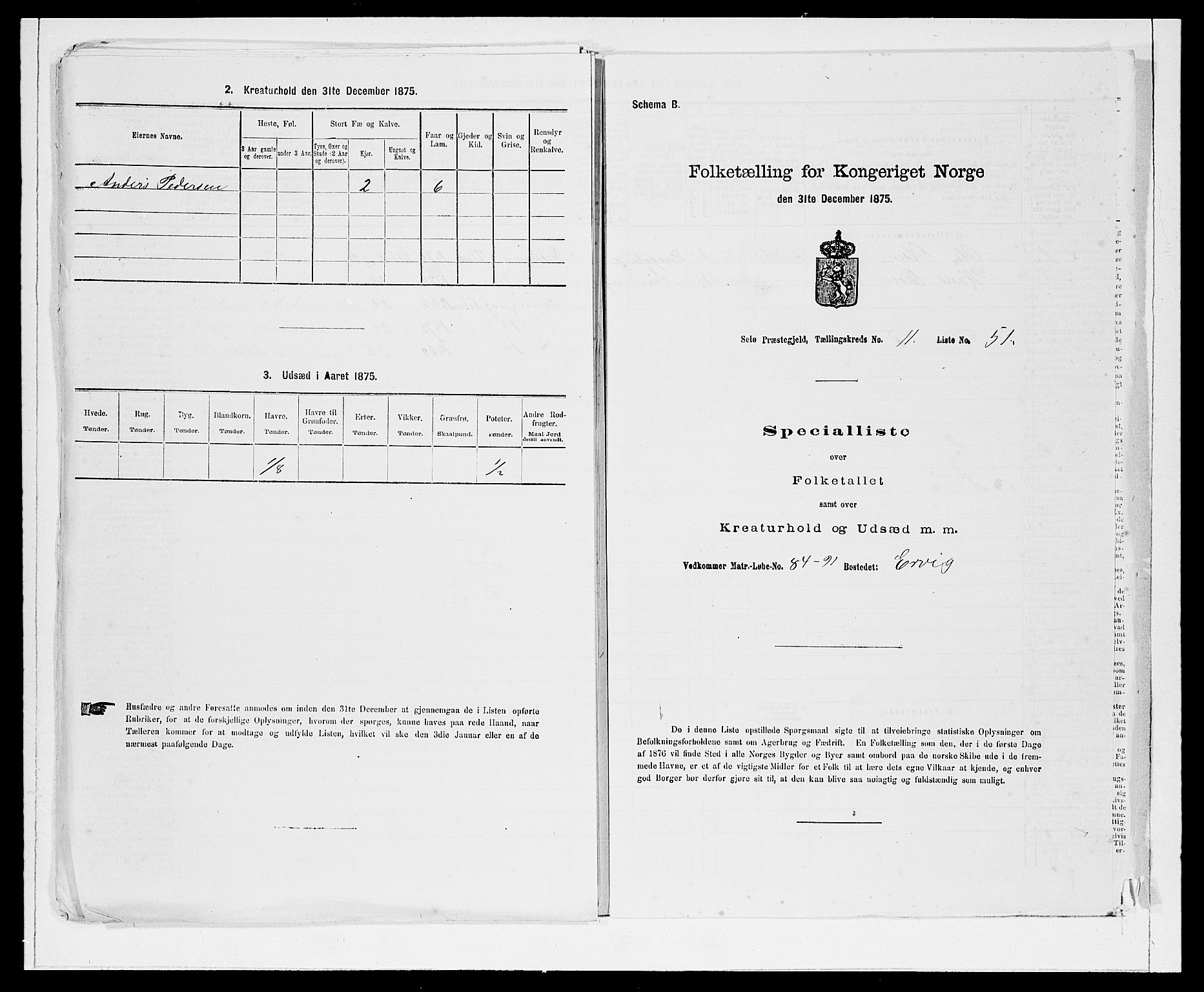 SAB, 1875 Census for 1441P Selje, 1875, p. 1478