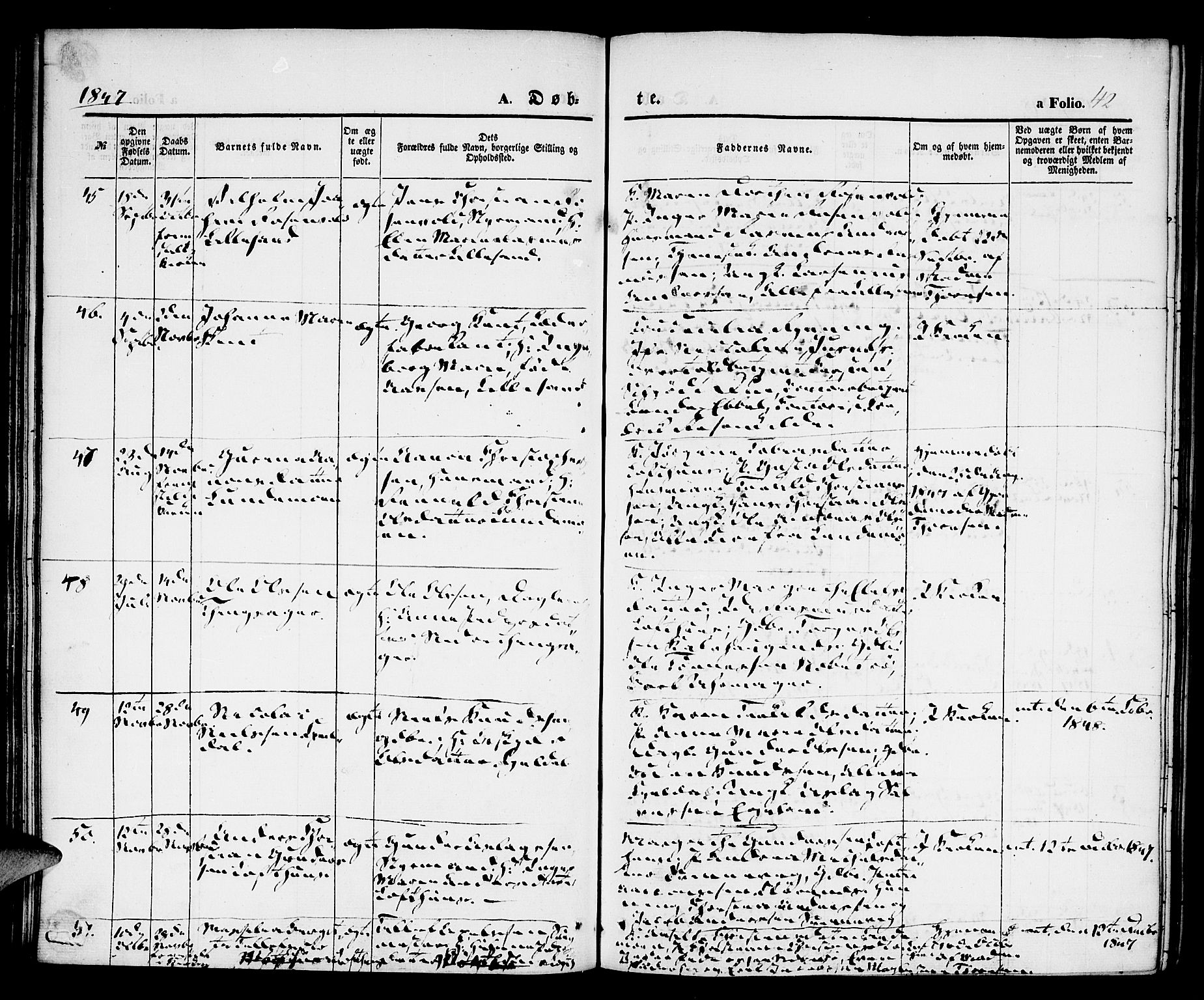 Vestre Moland sokneprestkontor, SAK/1111-0046/F/Fa/Fab/L0005: Parish register (official) no. A 5, 1841-1849, p. 42