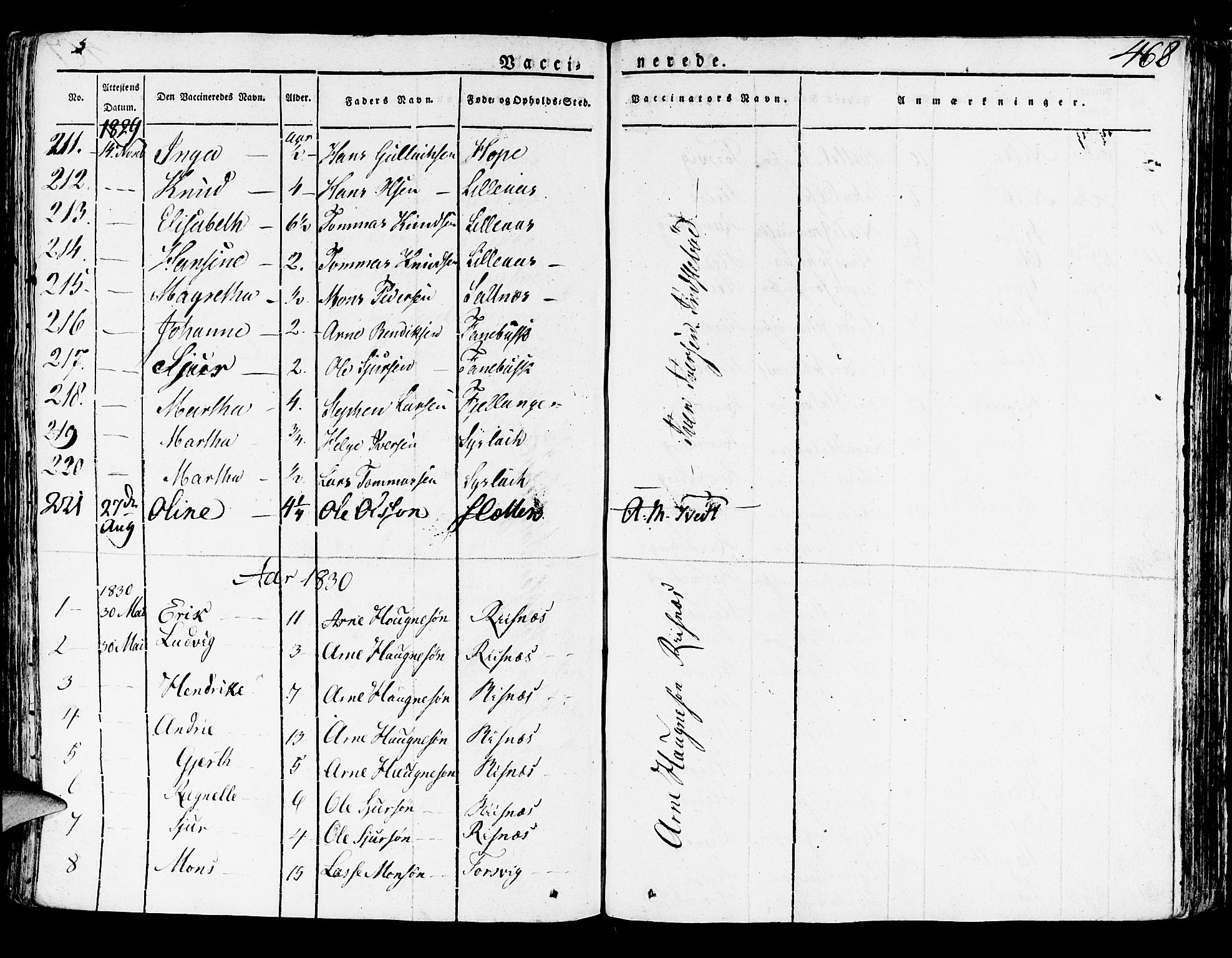 Lindås Sokneprestembete, SAB/A-76701/H/Haa: Parish register (official) no. A 8, 1823-1836, p. 468