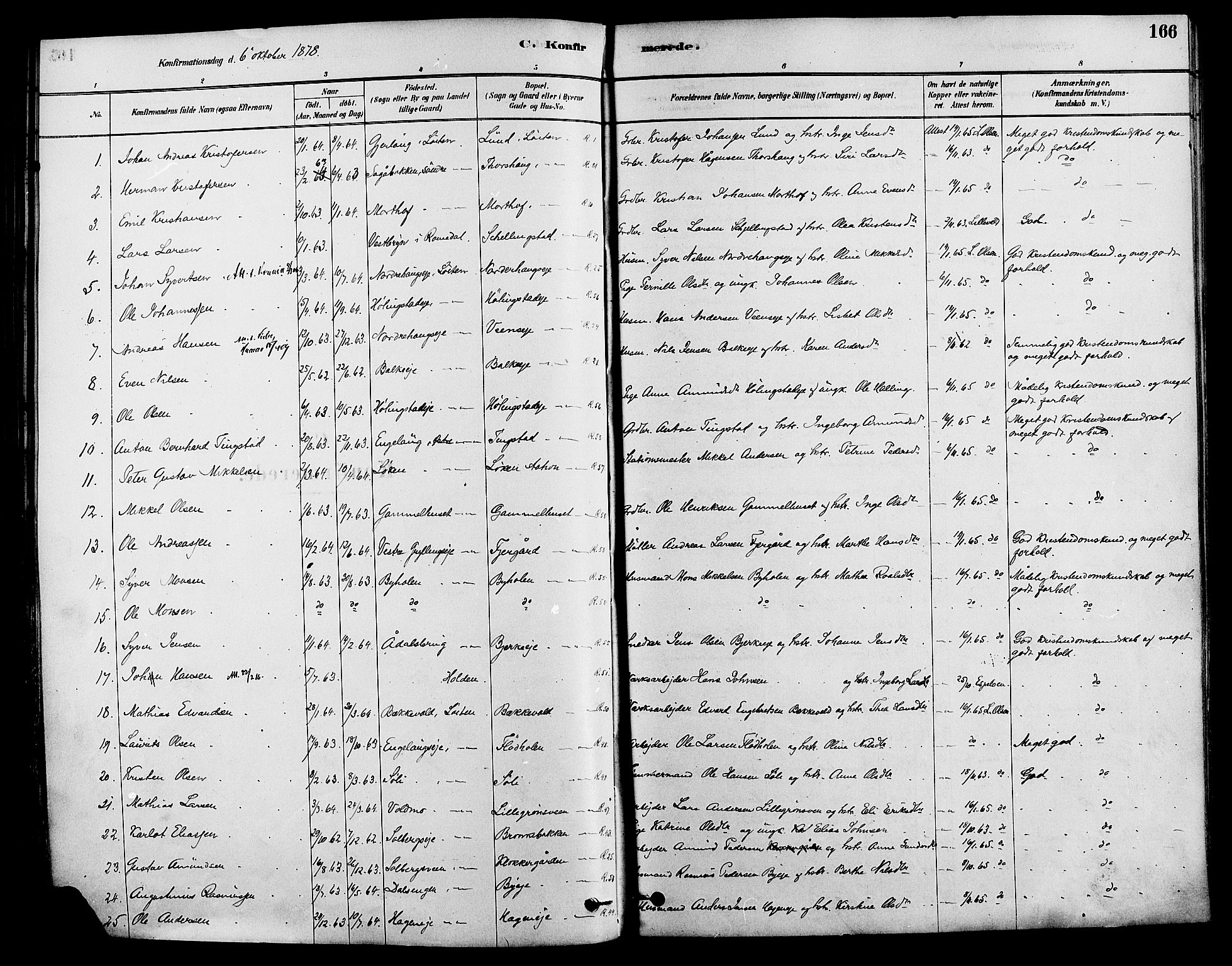 Løten prestekontor, SAH/PREST-022/K/Ka/L0009: Parish register (official) no. 9, 1878-1891, p. 166