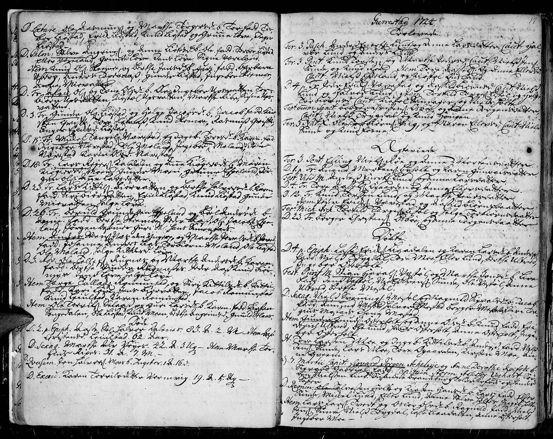 Gjerstad sokneprestkontor, AV/SAK-1111-0014/F/Fa/Faa/L0002: Parish register (official) no. A 2, 1717-1779, p. 17