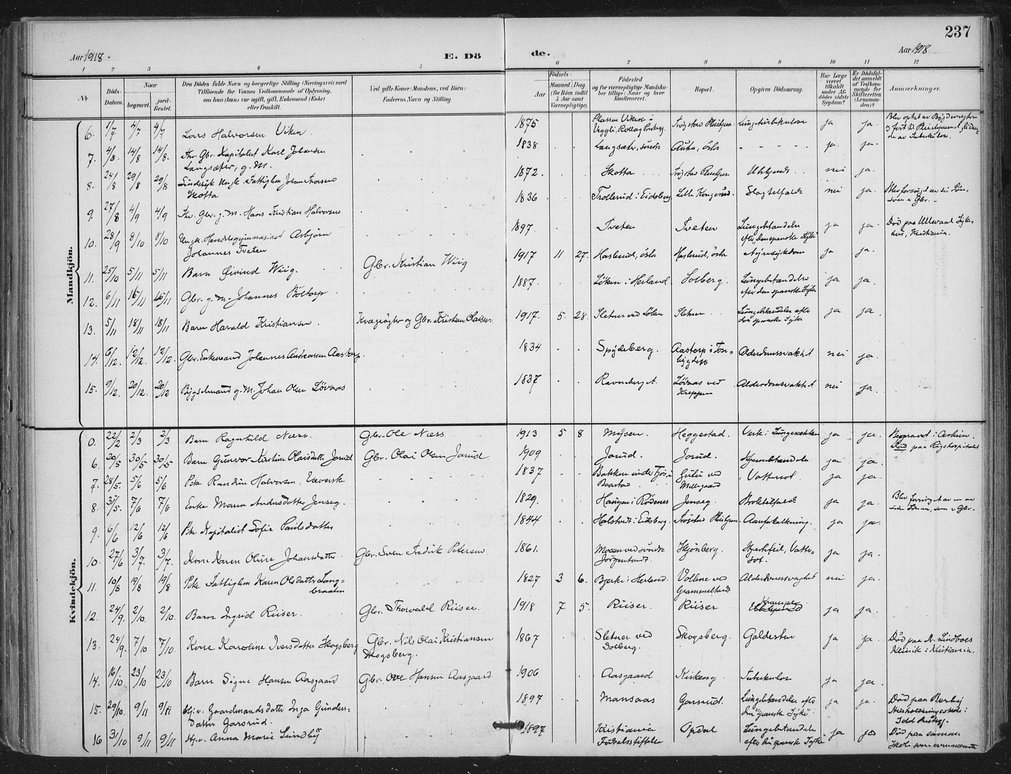 Trøgstad prestekontor Kirkebøker, AV/SAO-A-10925/F/Fa/L0011: Parish register (official) no. I 11, 1899-1919, p. 237