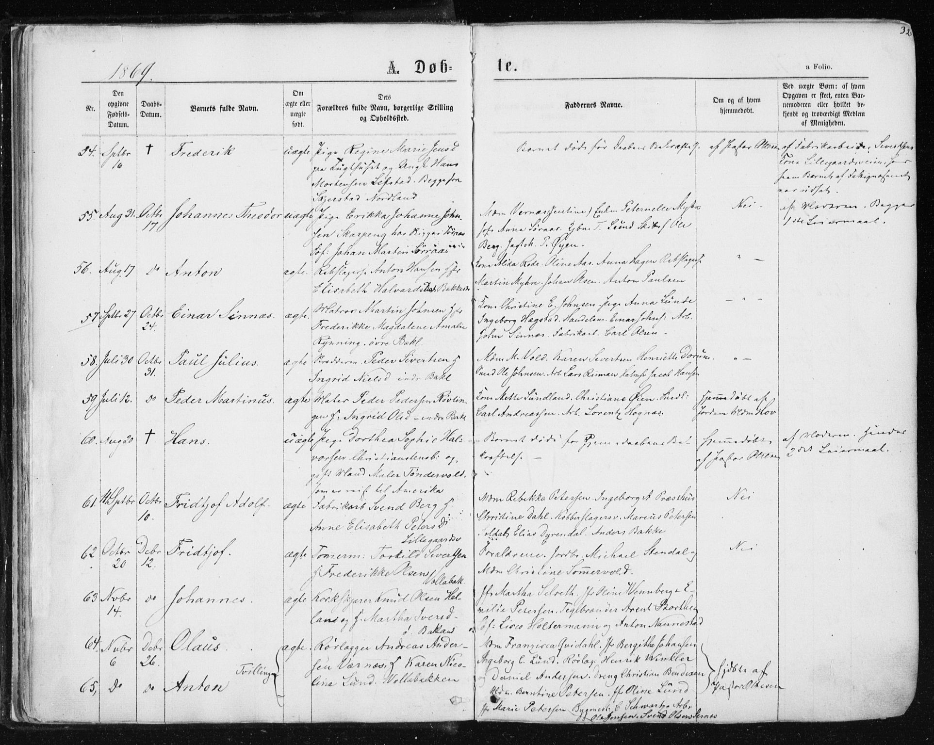 Ministerialprotokoller, klokkerbøker og fødselsregistre - Sør-Trøndelag, SAT/A-1456/604/L0186: Parish register (official) no. 604A07, 1866-1877, p. 32