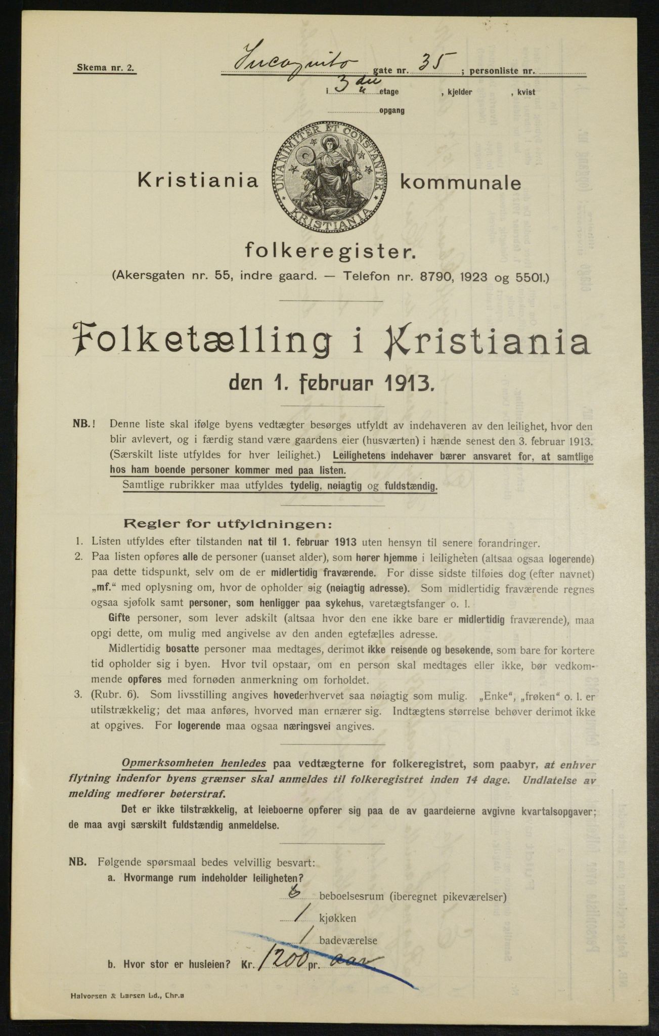 OBA, Municipal Census 1913 for Kristiania, 1913, p. 44123