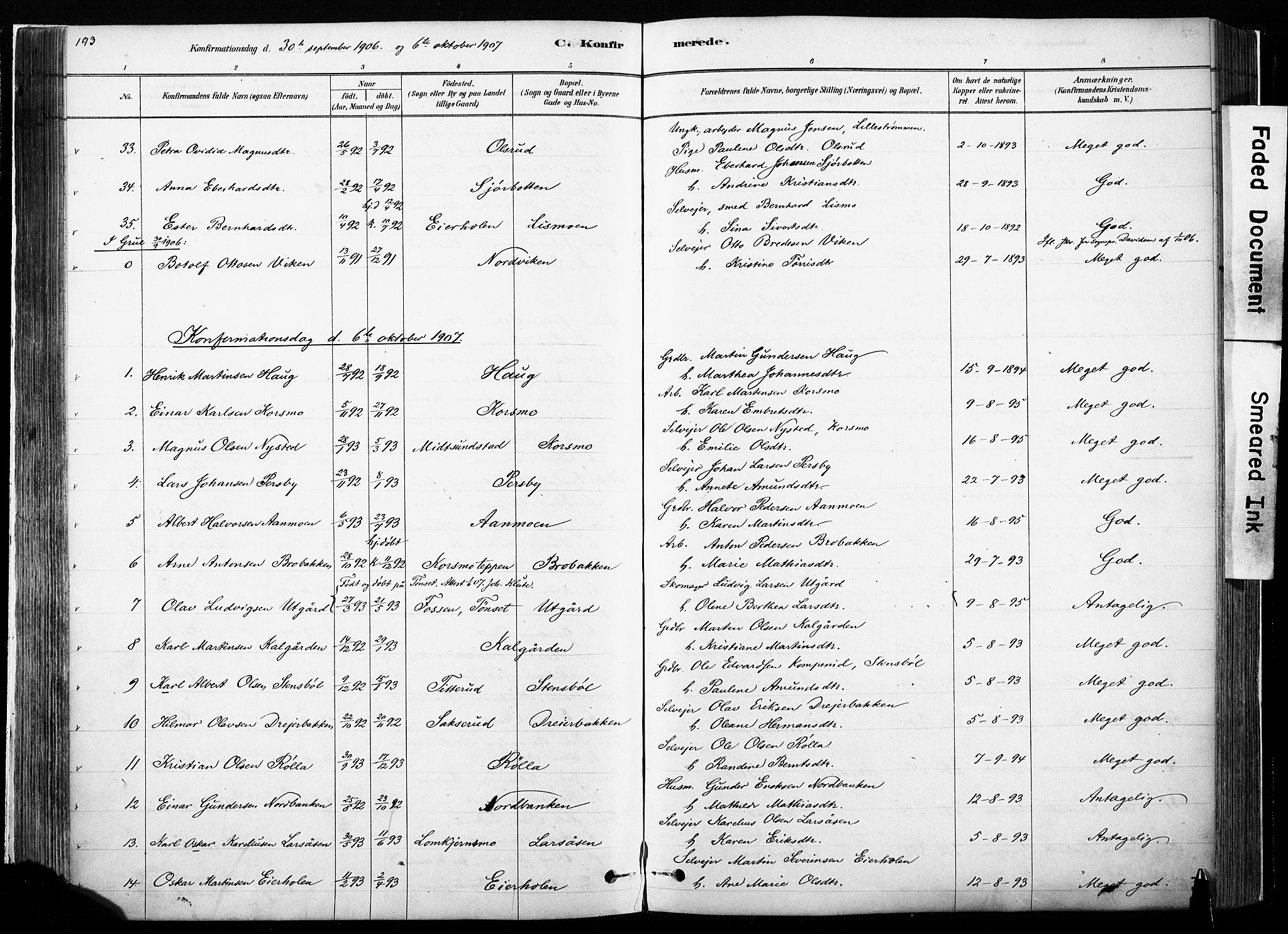 Hof prestekontor, AV/SAH-PREST-038/H/Ha/Haa/L0010: Parish register (official) no. 10, 1878-1909, p. 193