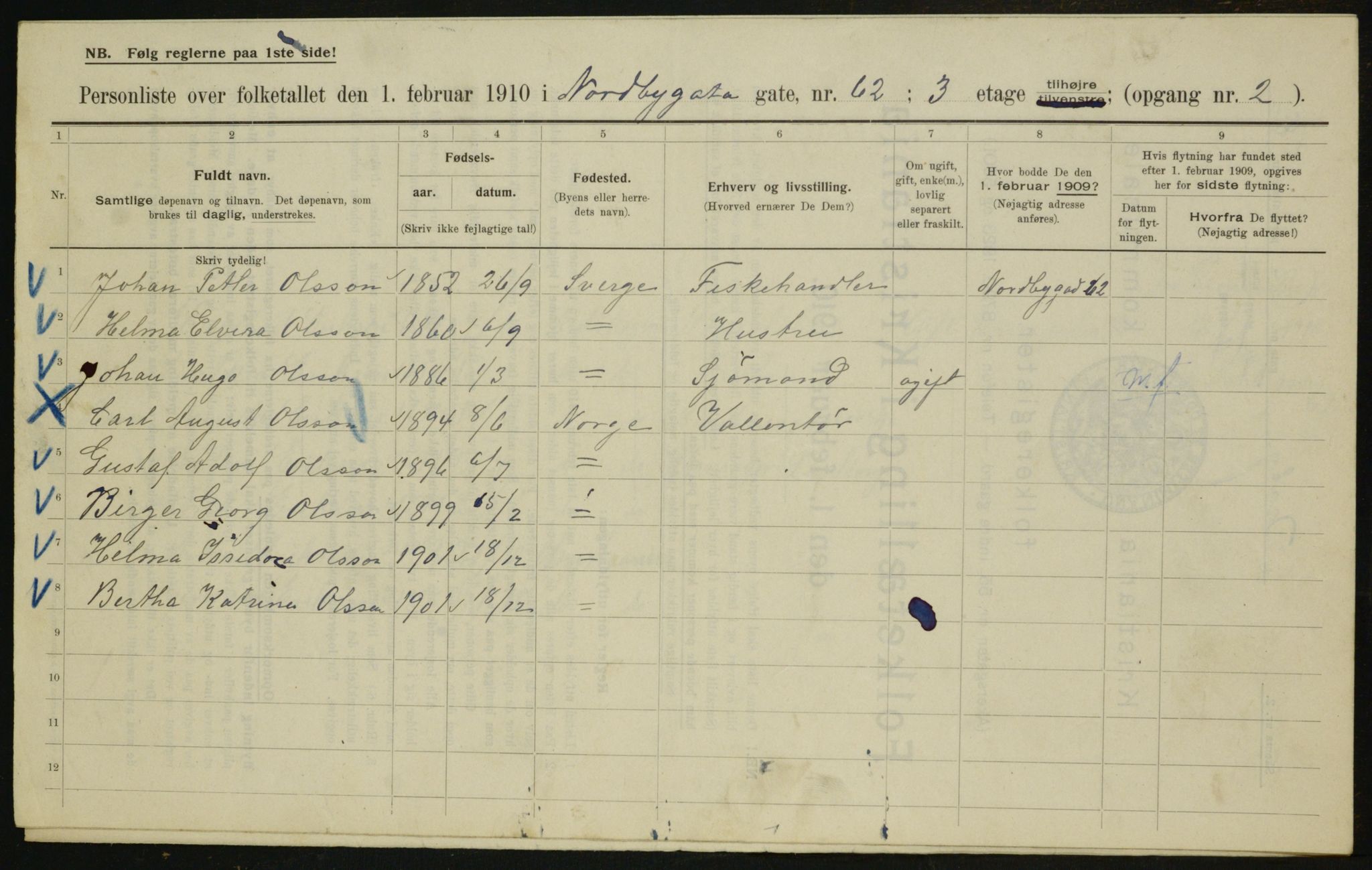 OBA, Municipal Census 1910 for Kristiania, 1910, p. 69678