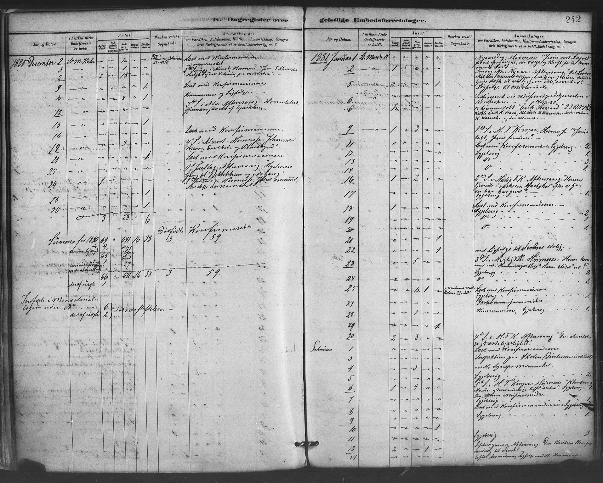 Mariakirken Sokneprestembete, AV/SAB-A-76901/H/Haa/L0007: Parish register (official) no. A 7, 1878-1893, p. 242