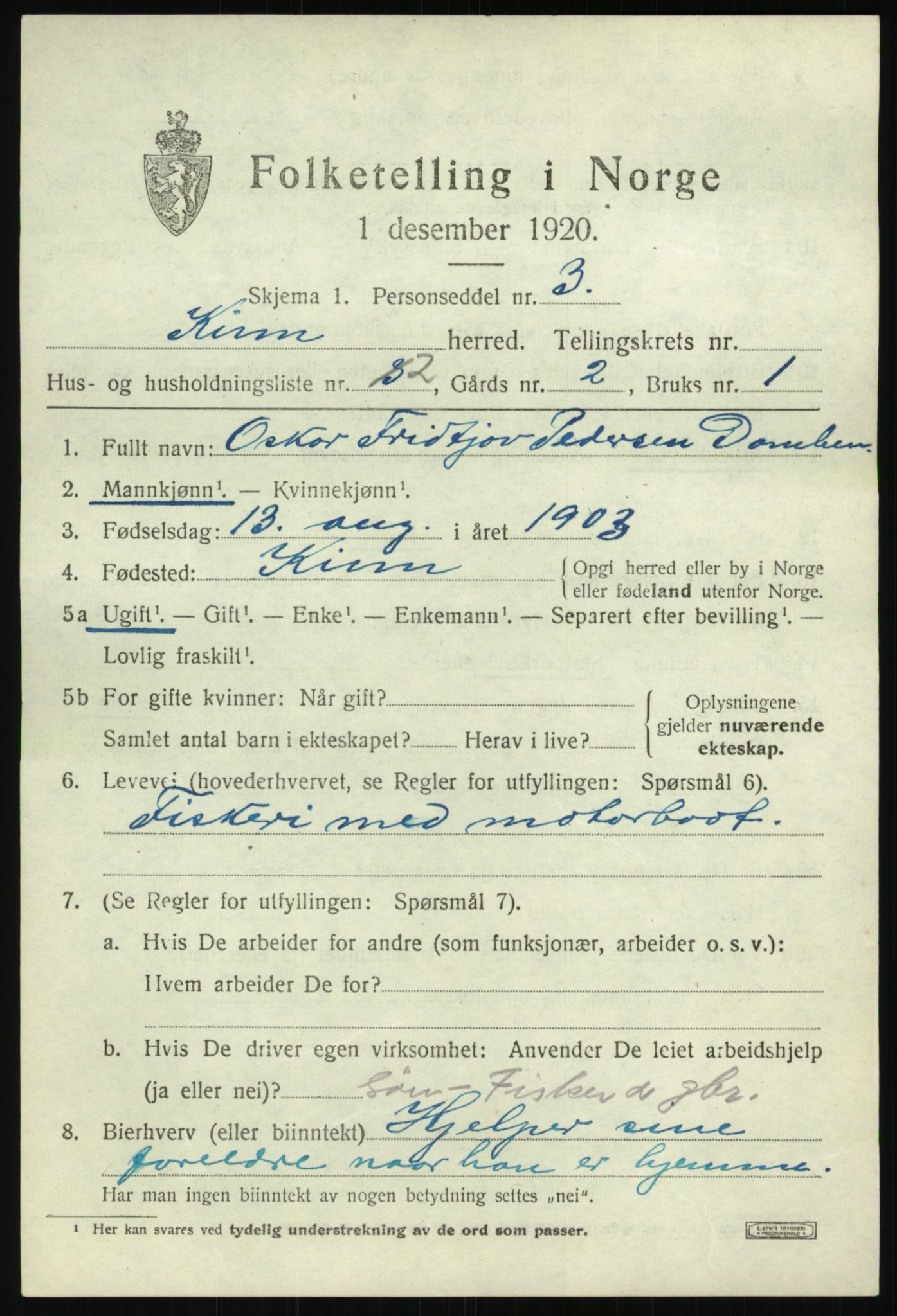 SAB, 1920 census for Kinn, 1920, p. 1955