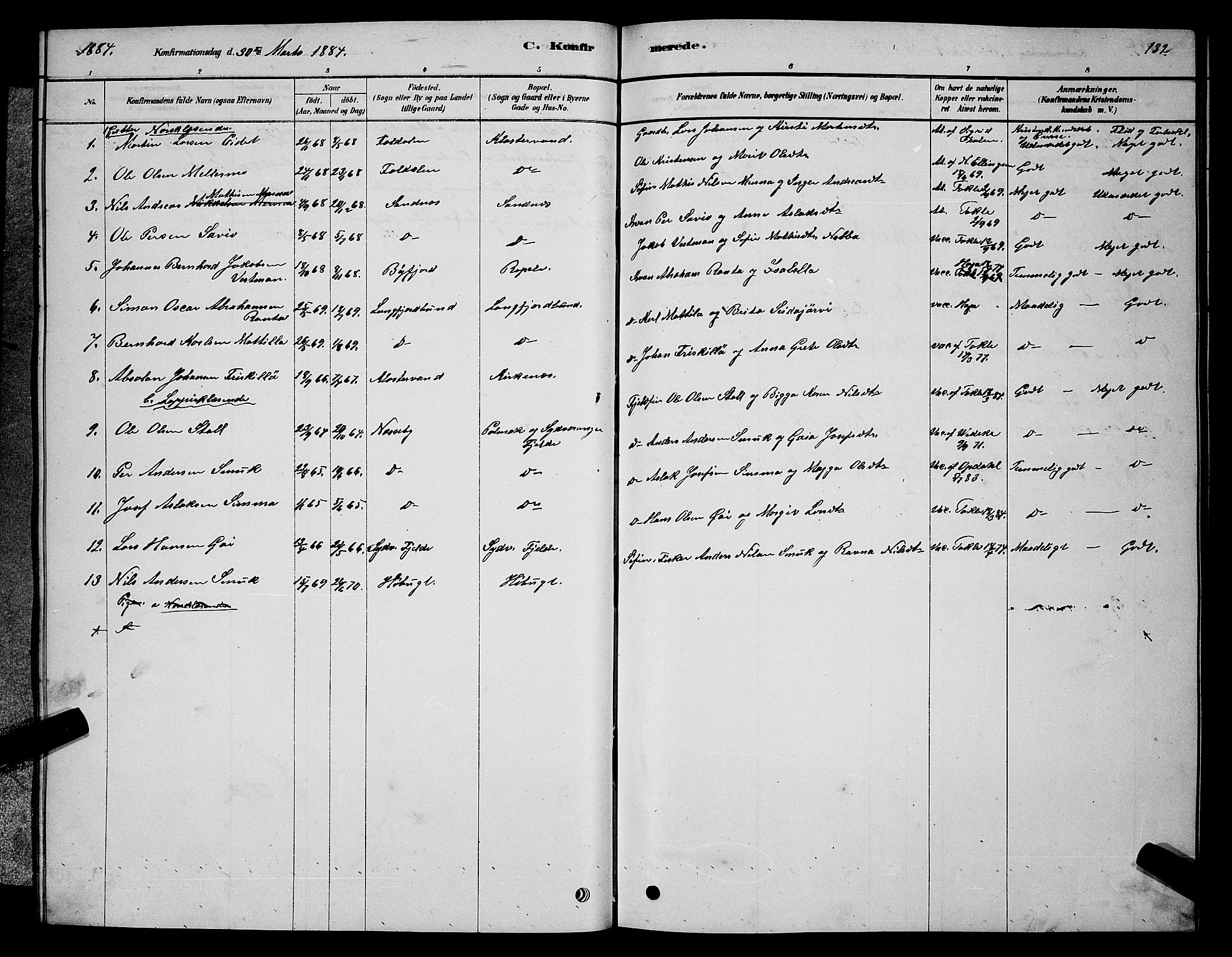 Sør-Varanger sokneprestkontor, AV/SATØ-S-1331/H/Hb/L0003klokker: Parish register (copy) no. 3, 1878-1891, p. 132