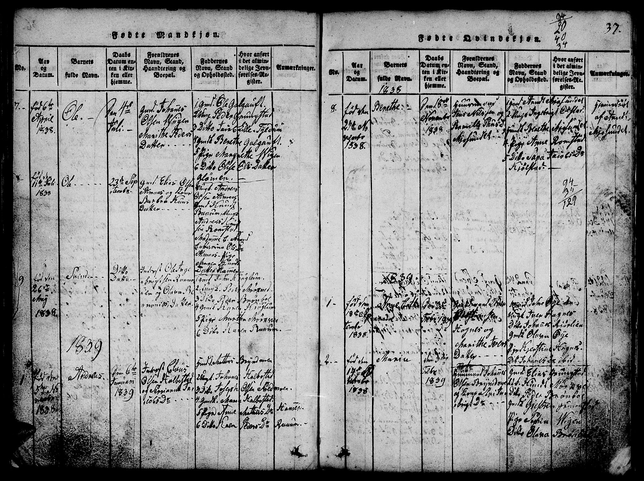 Ministerialprotokoller, klokkerbøker og fødselsregistre - Nord-Trøndelag, AV/SAT-A-1458/765/L0562: Parish register (copy) no. 765C01, 1817-1851, p. 37