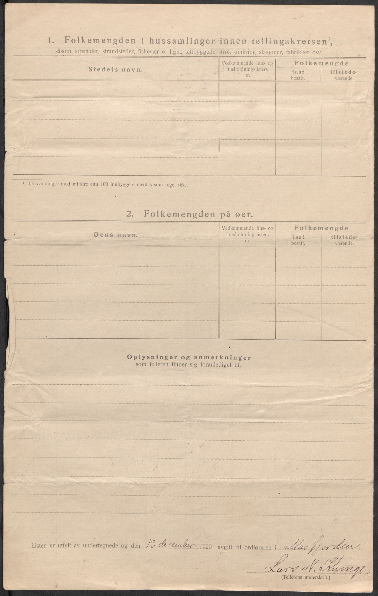 SAB, 1920 census for Masfjorden, 1920, p. 34