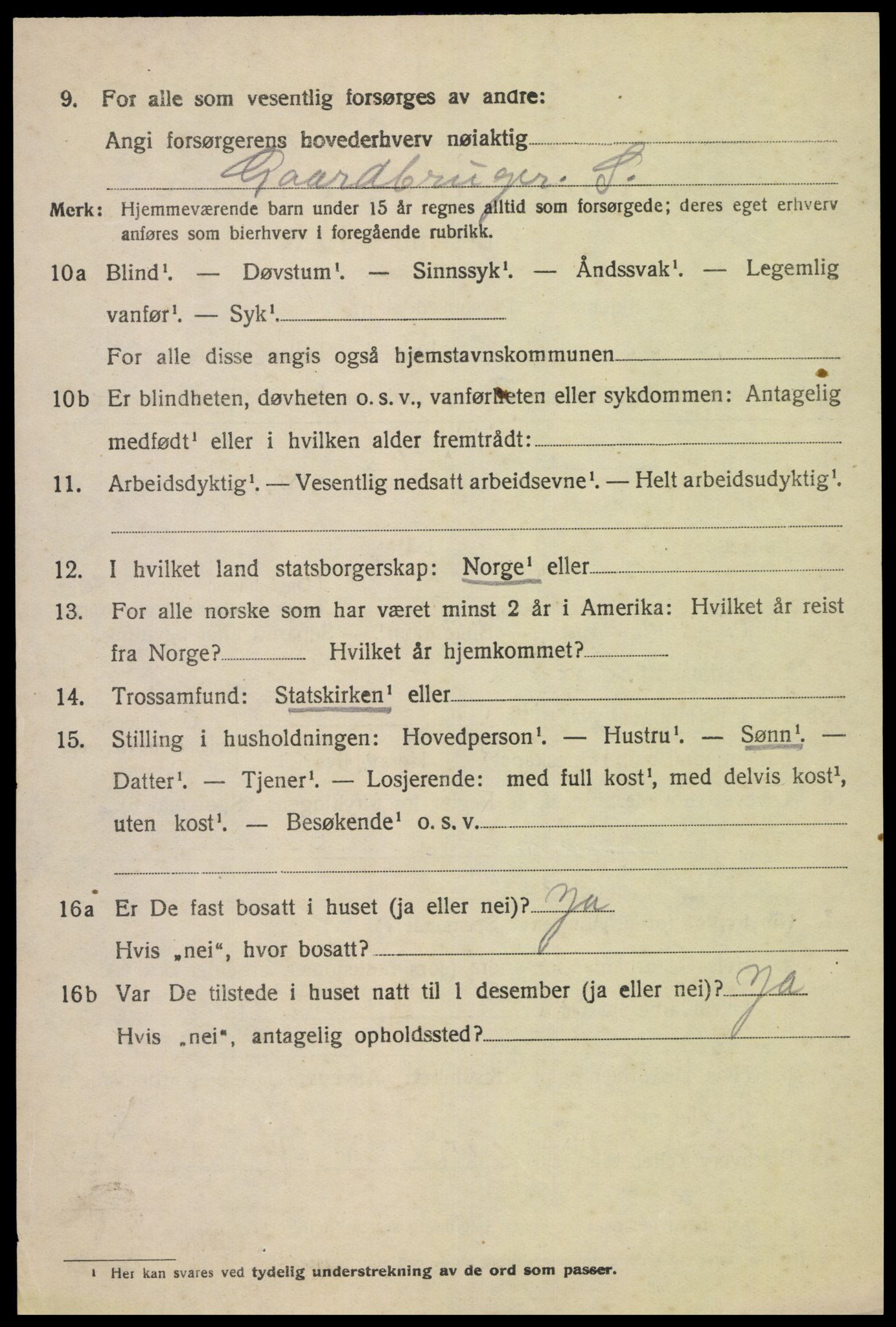 SAK, 1920 census for Fjotland, 1920, p. 1545
