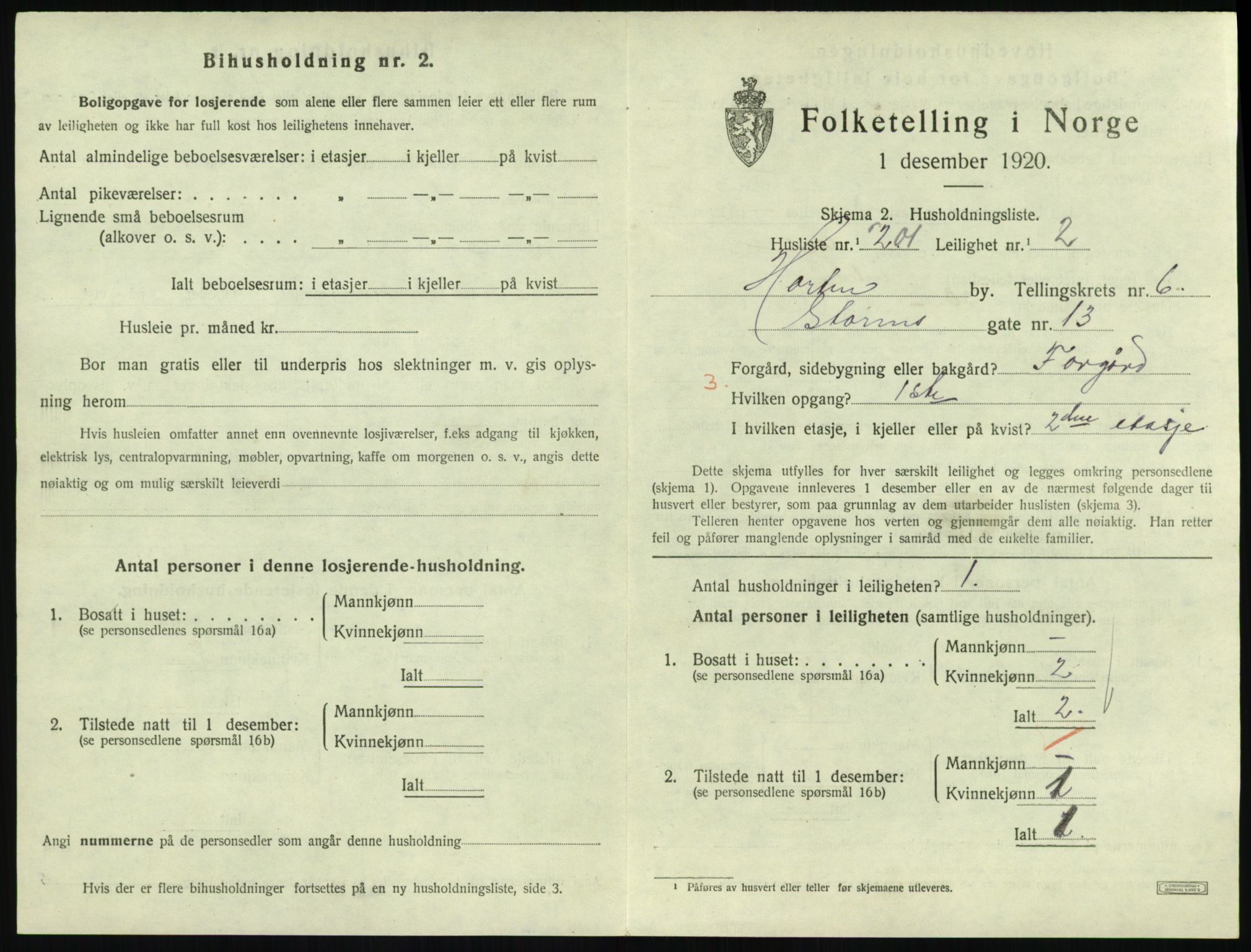 SAKO, 1920 census for Horten, 1920, p. 7167