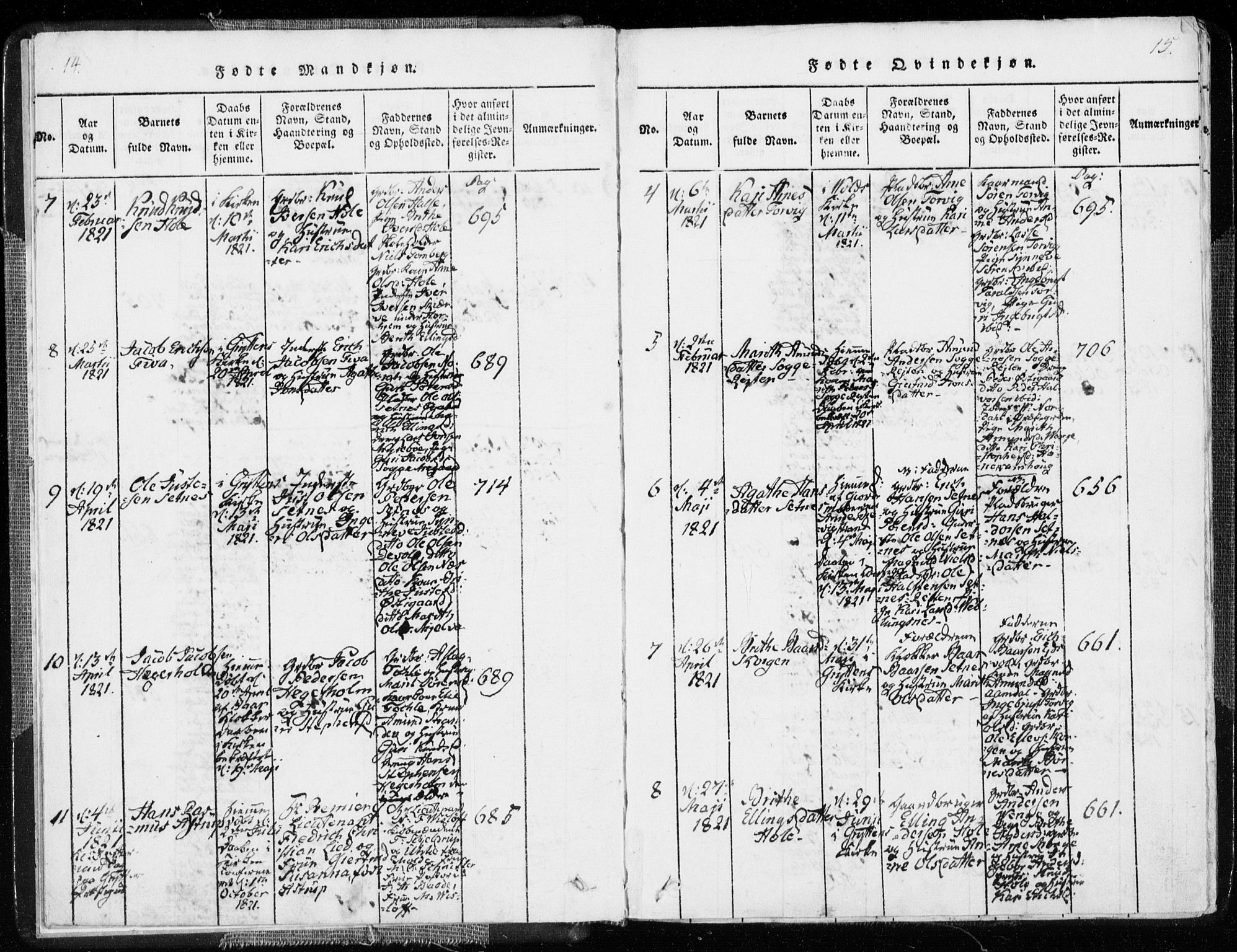 Ministerialprotokoller, klokkerbøker og fødselsregistre - Møre og Romsdal, AV/SAT-A-1454/544/L0571: Parish register (official) no. 544A04, 1818-1853, p. 14-15