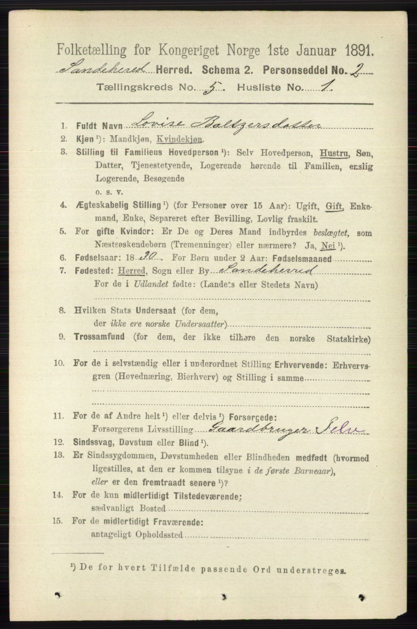 RA, 1891 census for 0724 Sandeherred, 1891, p. 2825