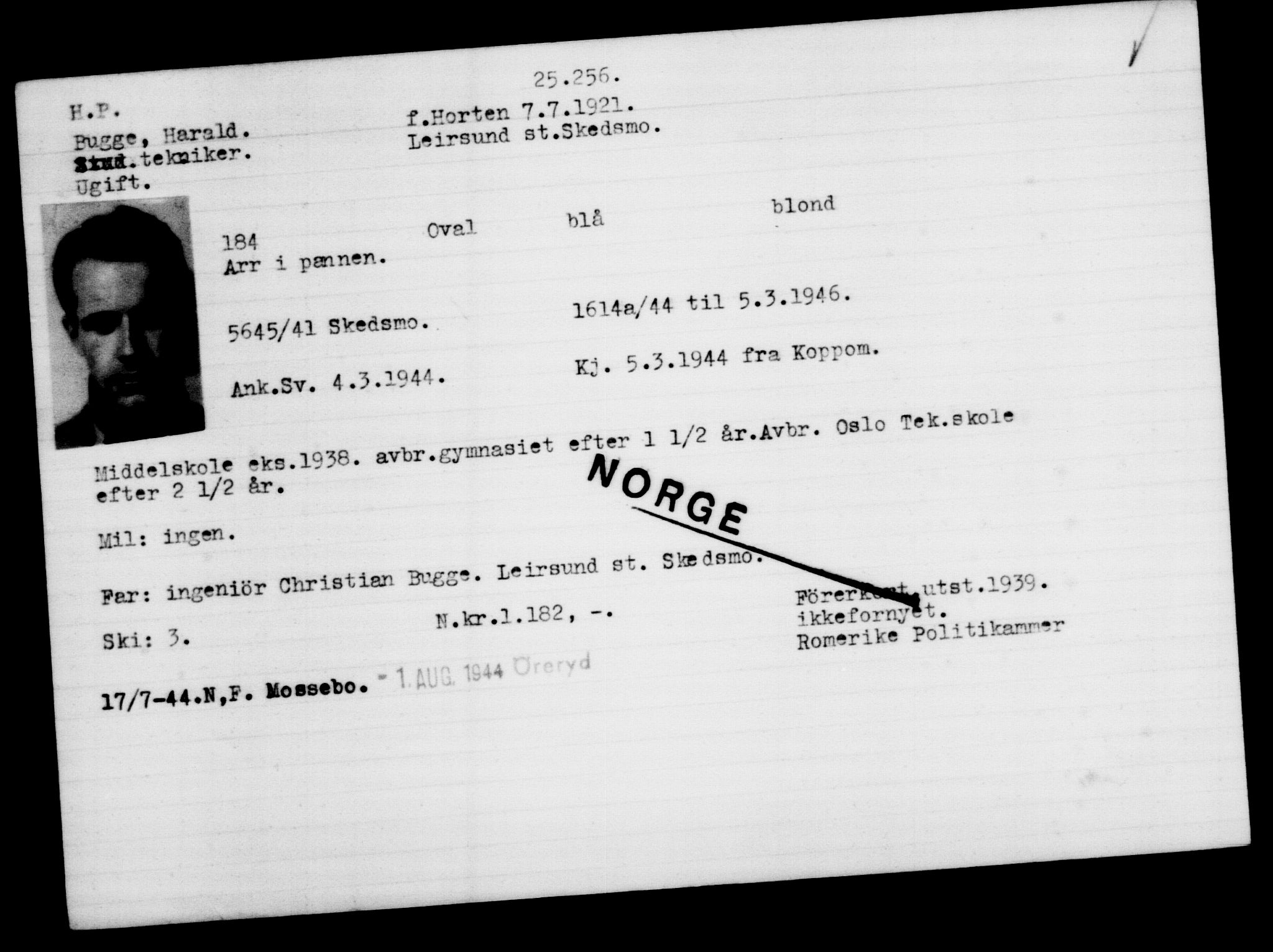 Den Kgl. Norske Legasjons Flyktningskontor, RA/S-6753/V/Va/L0010: Kjesäterkartoteket.  Flyktningenr. 22000-25314, 1940-1945, p. 3422