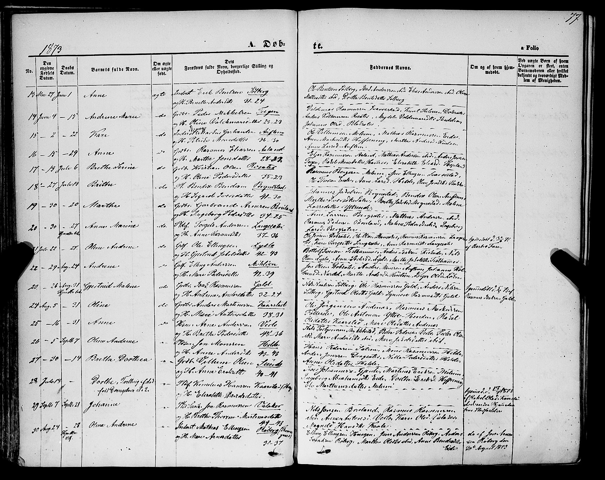 Innvik sokneprestembete, AV/SAB-A-80501: Parish register (official) no. A 6, 1865-1878, p. 77