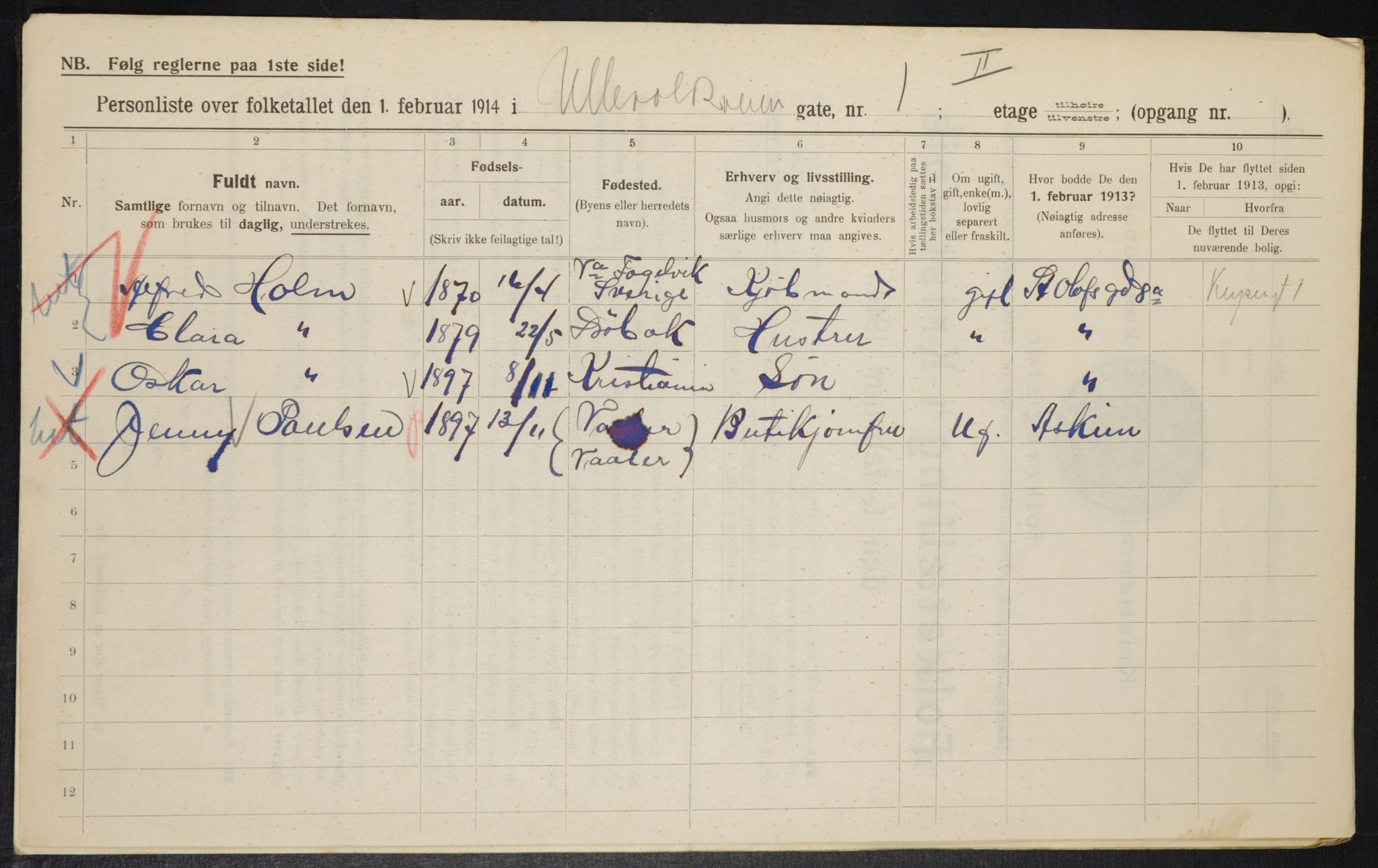 OBA, Municipal Census 1914 for Kristiania, 1914, p. 119887