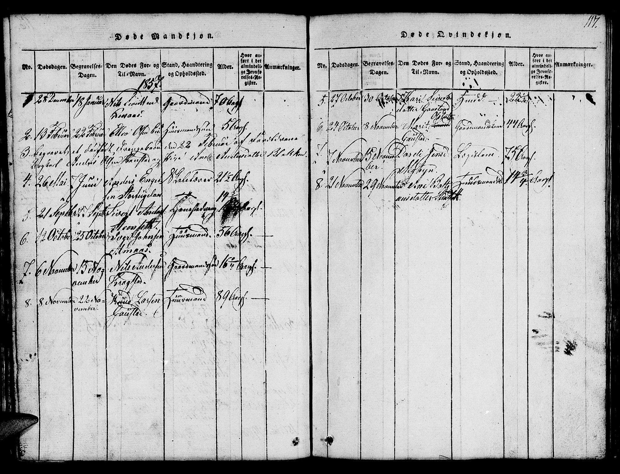 Ministerialprotokoller, klokkerbøker og fødselsregistre - Sør-Trøndelag, SAT/A-1456/694/L1130: Parish register (copy) no. 694C02, 1816-1857, p. 117