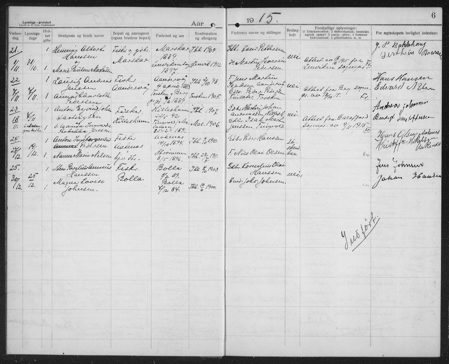 Ibestad sokneprestembete, AV/SATØ-S-0077/I/Ie/L0067: Banns register no. 67, 1914-1919, p. 6