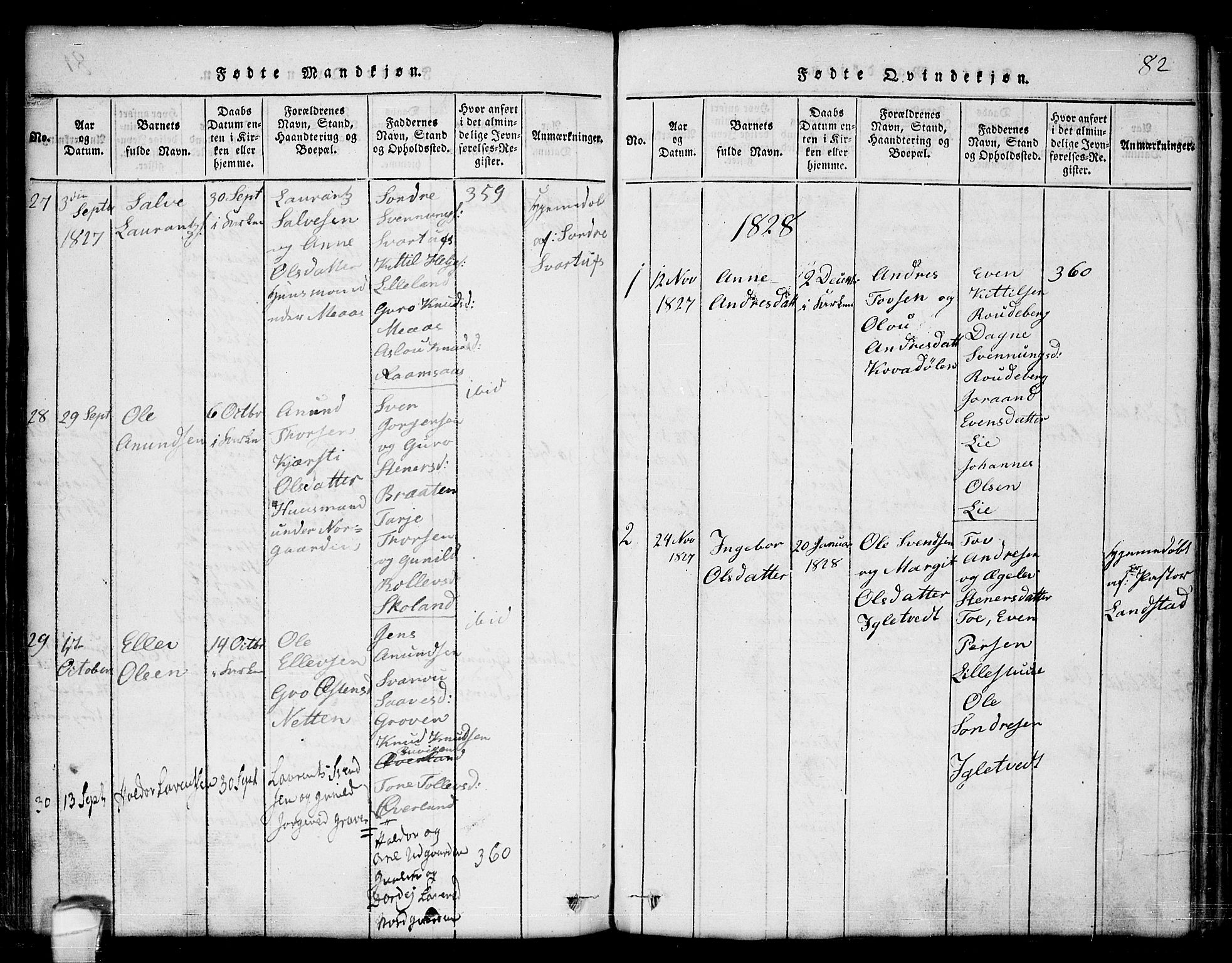 Seljord kirkebøker, SAKO/A-20/G/Ga/L0001: Parish register (copy) no. I 1, 1815-1854, p. 82
