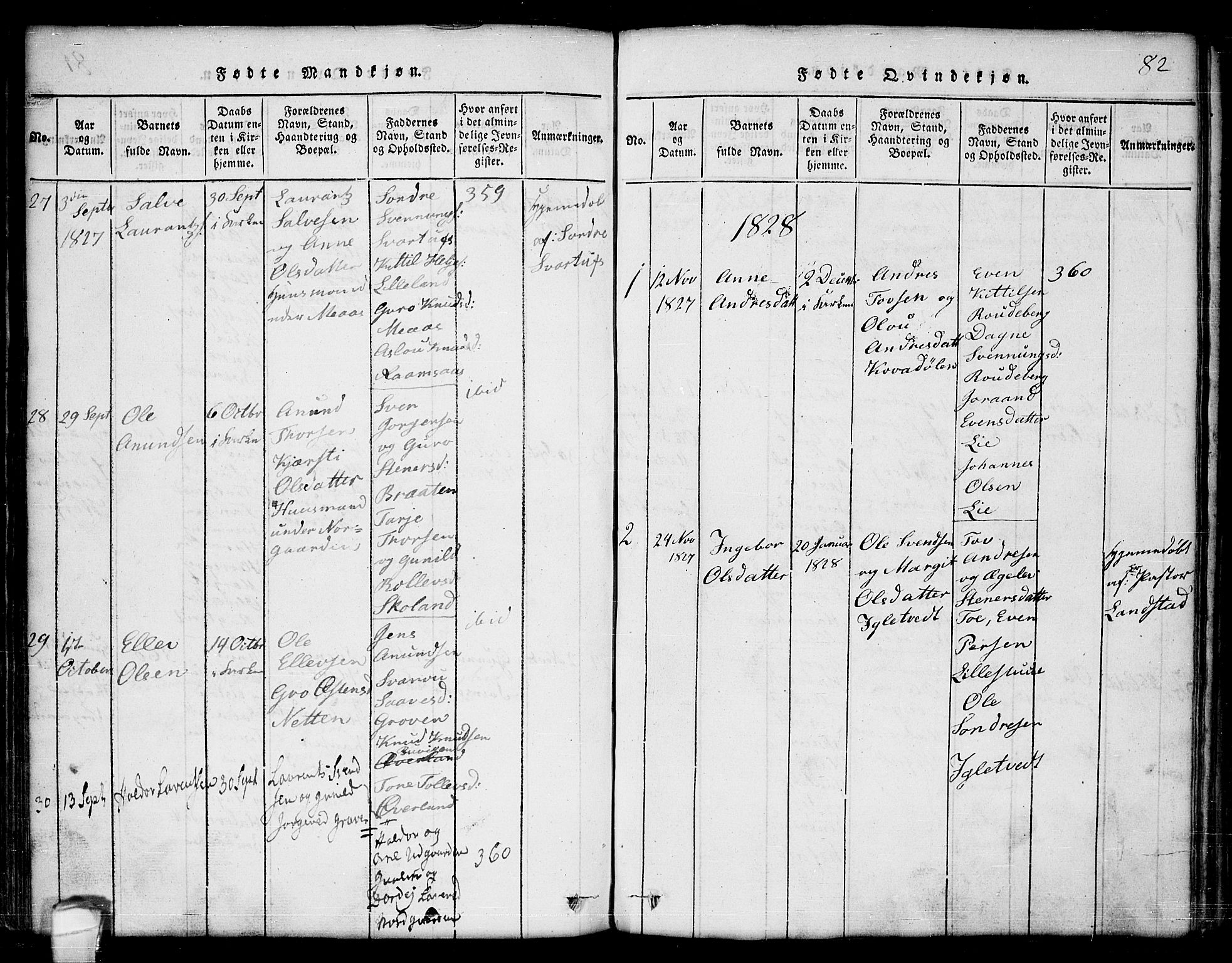 Seljord kirkebøker, AV/SAKO-A-20/G/Ga/L0001: Parish register (copy) no. I 1, 1815-1854, p. 82