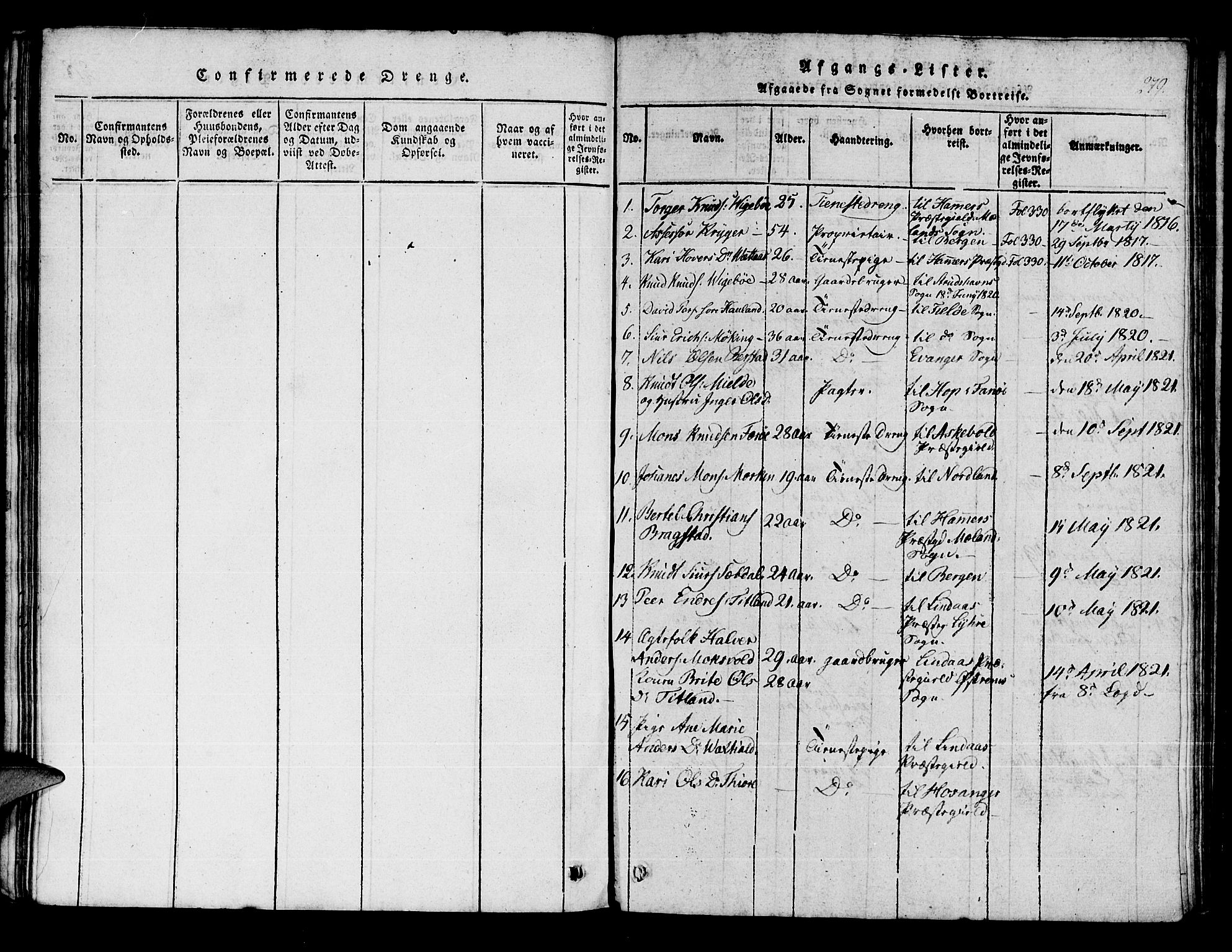 Manger sokneprestembete, SAB/A-76801/H/Haa: Parish register (official) no. A 3, 1816-1824, p. 279