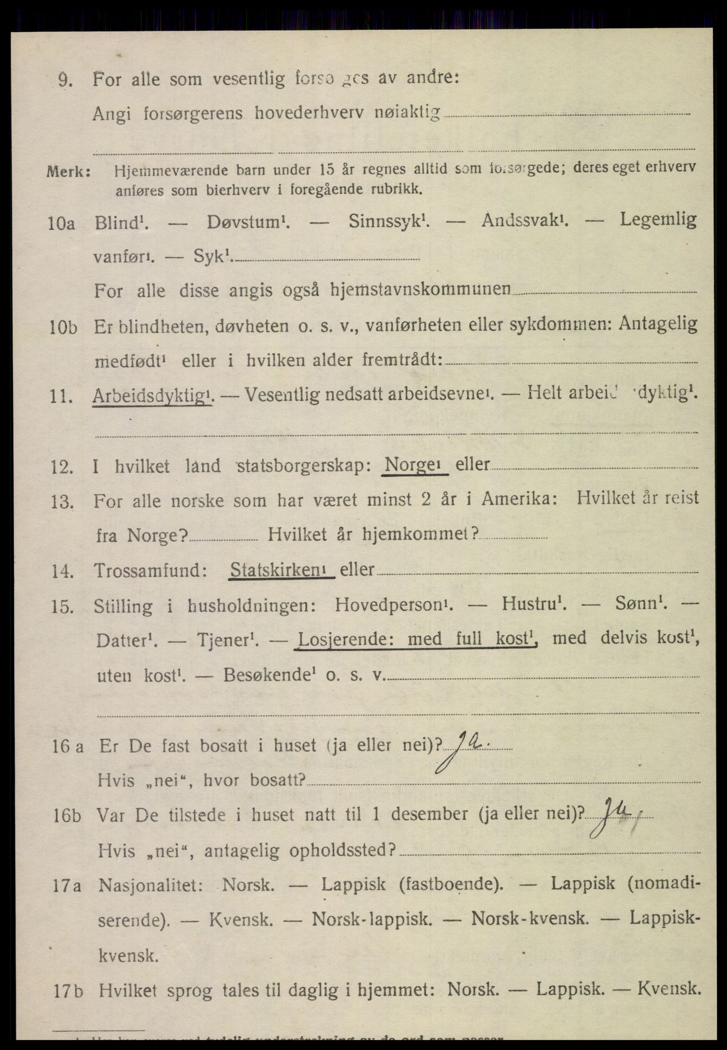 SAT, 1920 census for Nordli, 1920, p. 1448