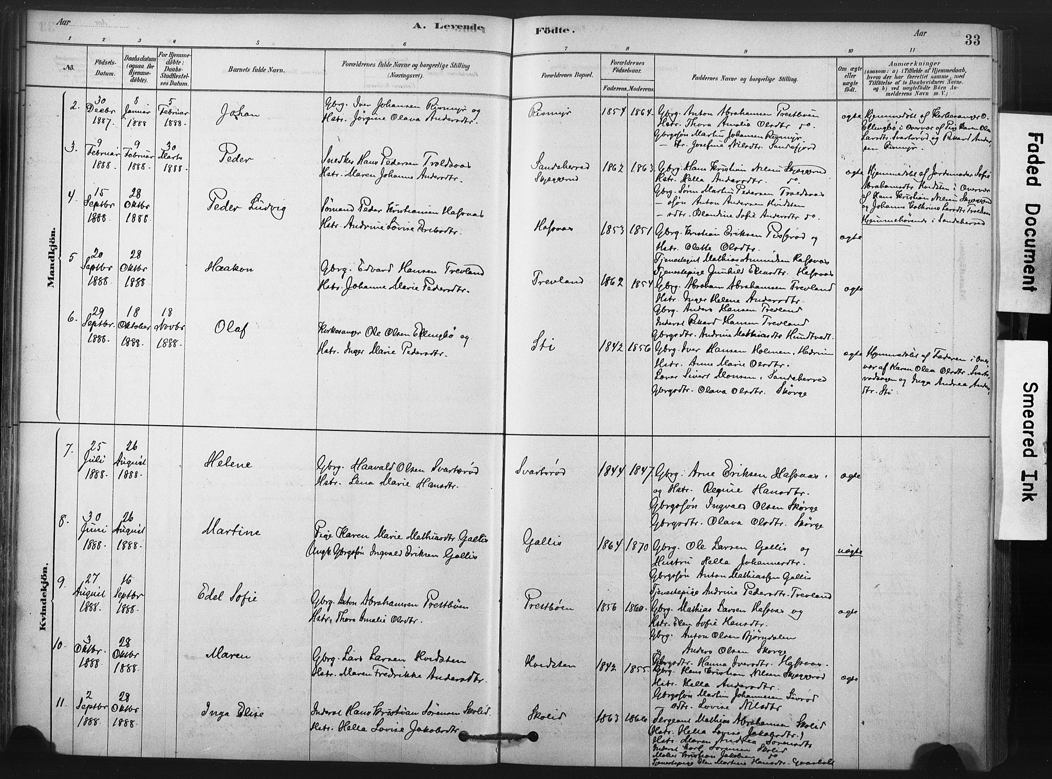 Andebu kirkebøker, AV/SAKO-A-336/F/Fa/L0008: Parish register (official) no. 8, 1878-1902, p. 33