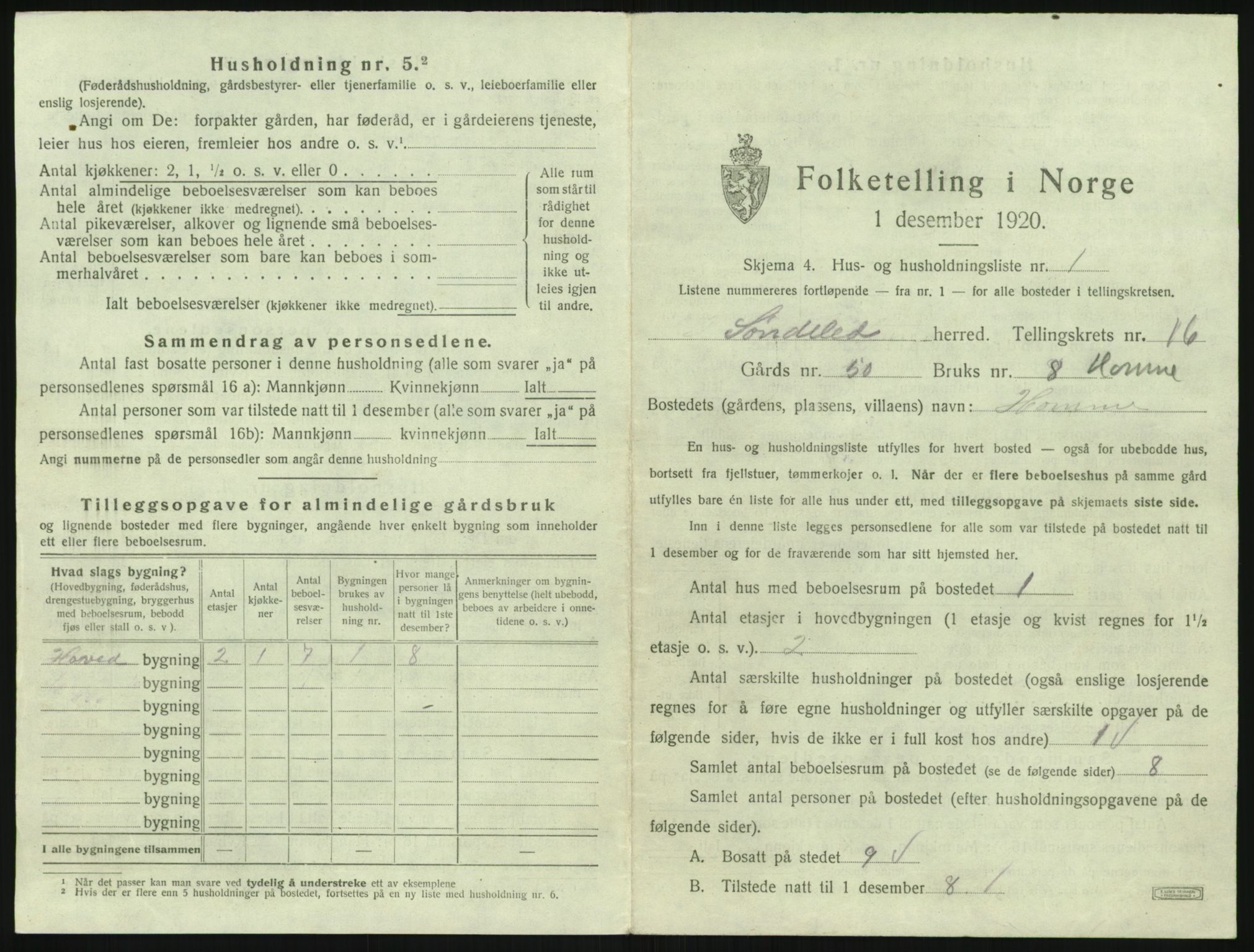 SAK, 1920 census for Søndeled, 1920, p. 1217