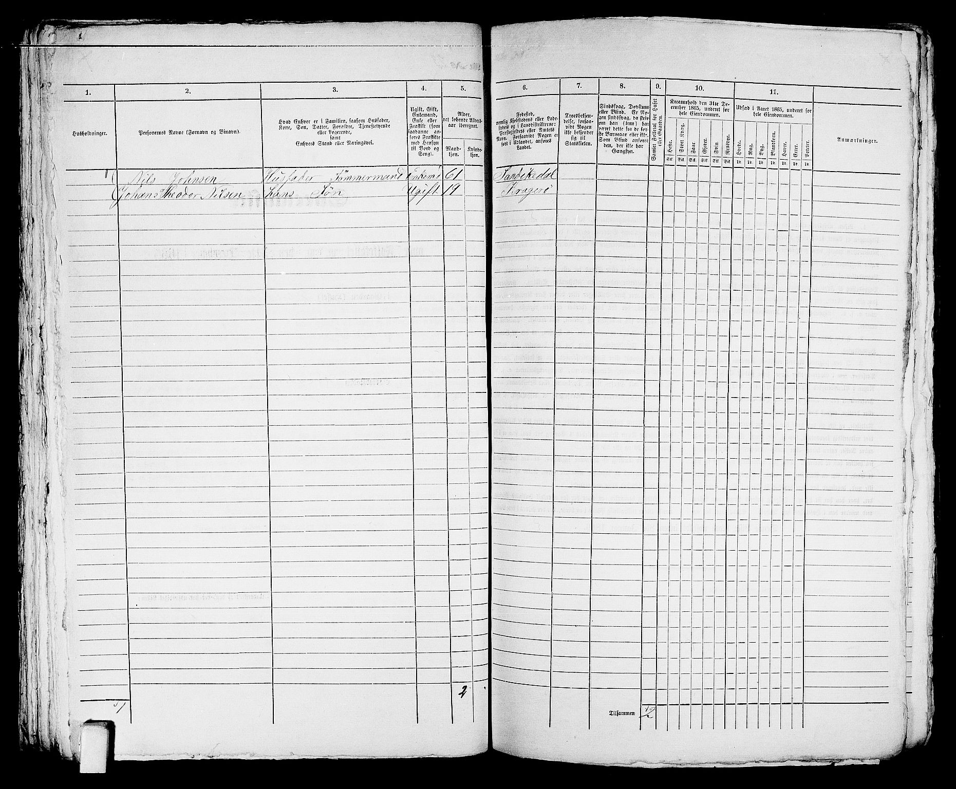 RA, 1865 census for Kragerø/Kragerø, 1865, p. 56